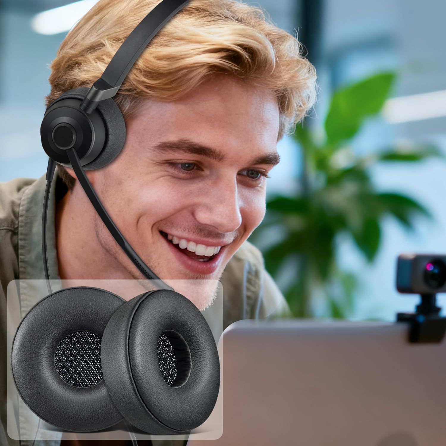 SOULWIT Earpads for Jabra Engage 50 Mono/Stereo - Protein Leather