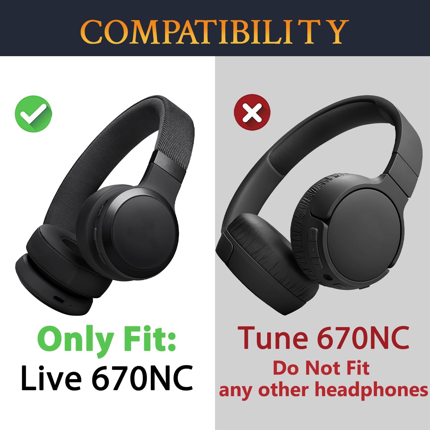 SOULWIT Earpads for JBL Live 670NC - Protein Leather