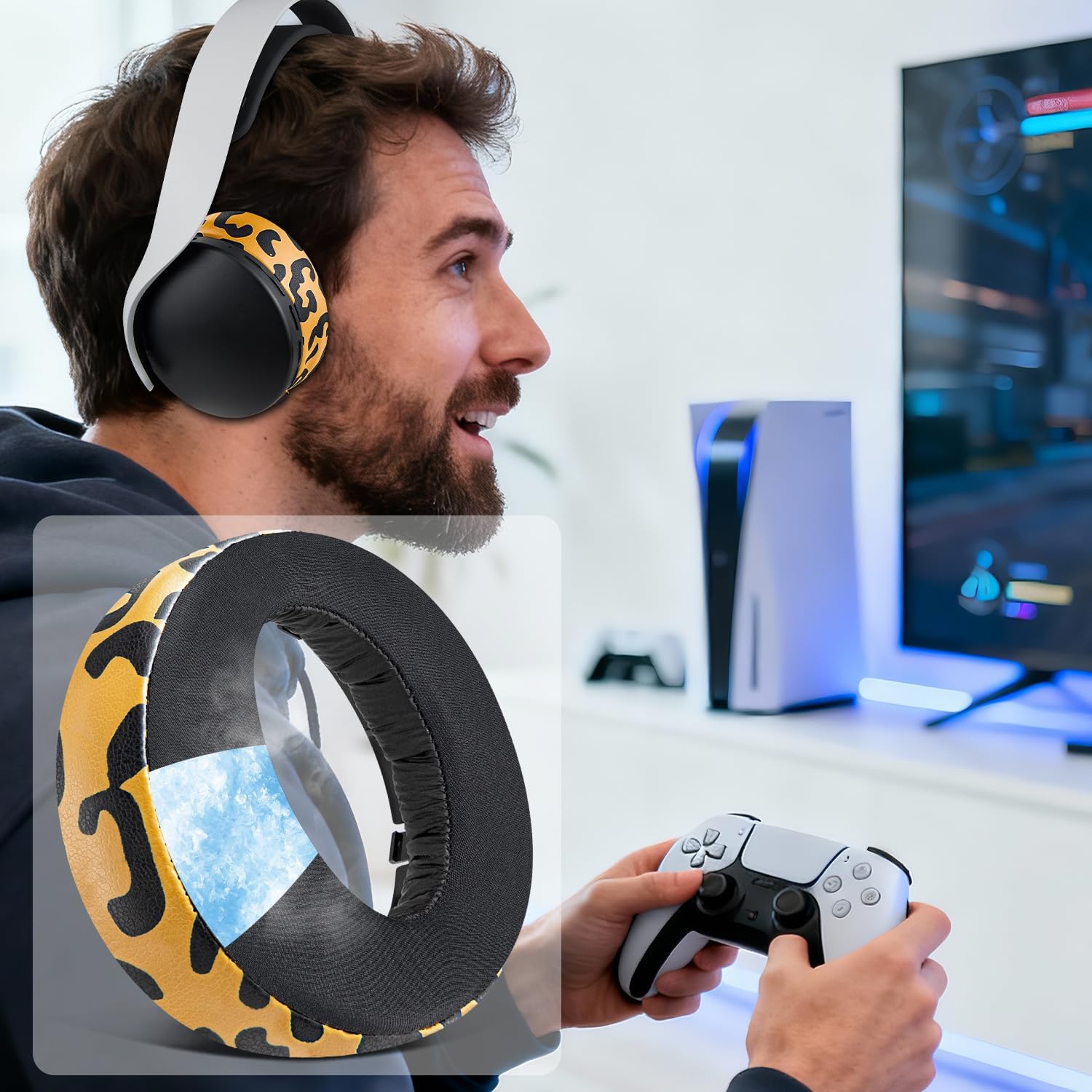 SOULWIT Earpads for Sony PlayStation 5 Pulse PS5 3D - Cooling Gel
