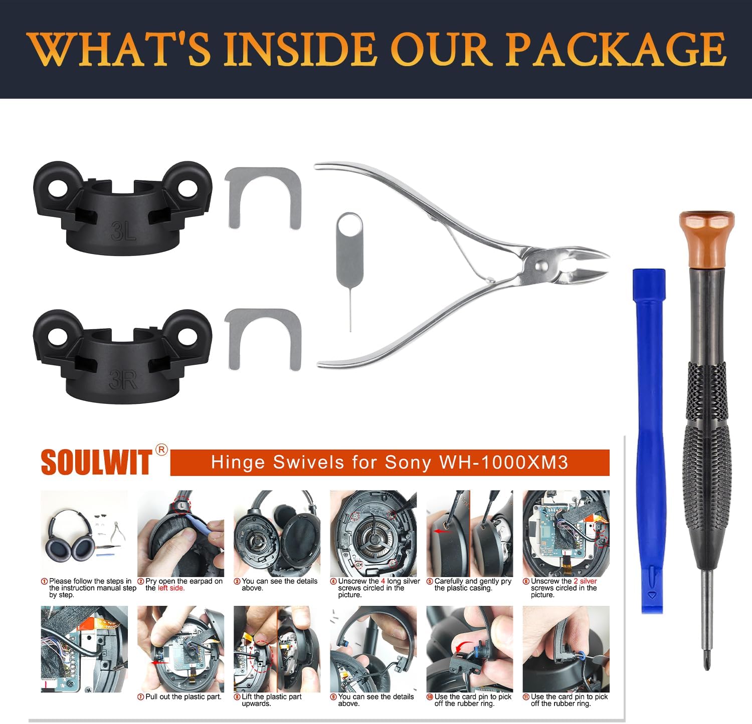 SOULWIT Hinge Swivel Parts for Sony WH-1000XM3