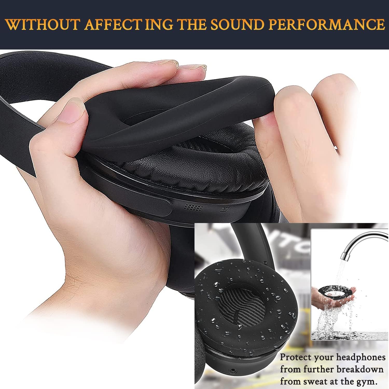 SOULWIT Earpads + Headband + Silicone Earpads Cover for Bose QuietComfort 35 Series