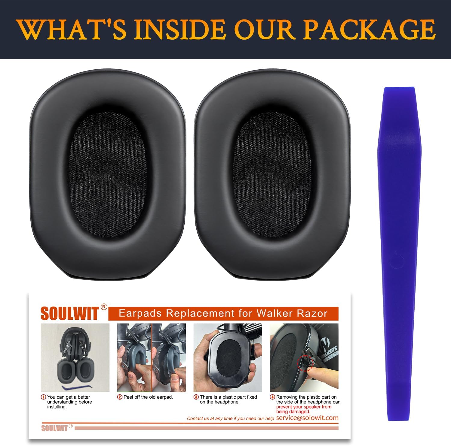 SOULWIT Earpads for Walker's Razor Slim, Razor Digital, Razor Bluetooth, Razor X-TRM, XCEL, XCEL Bluetooth - Protein Leather