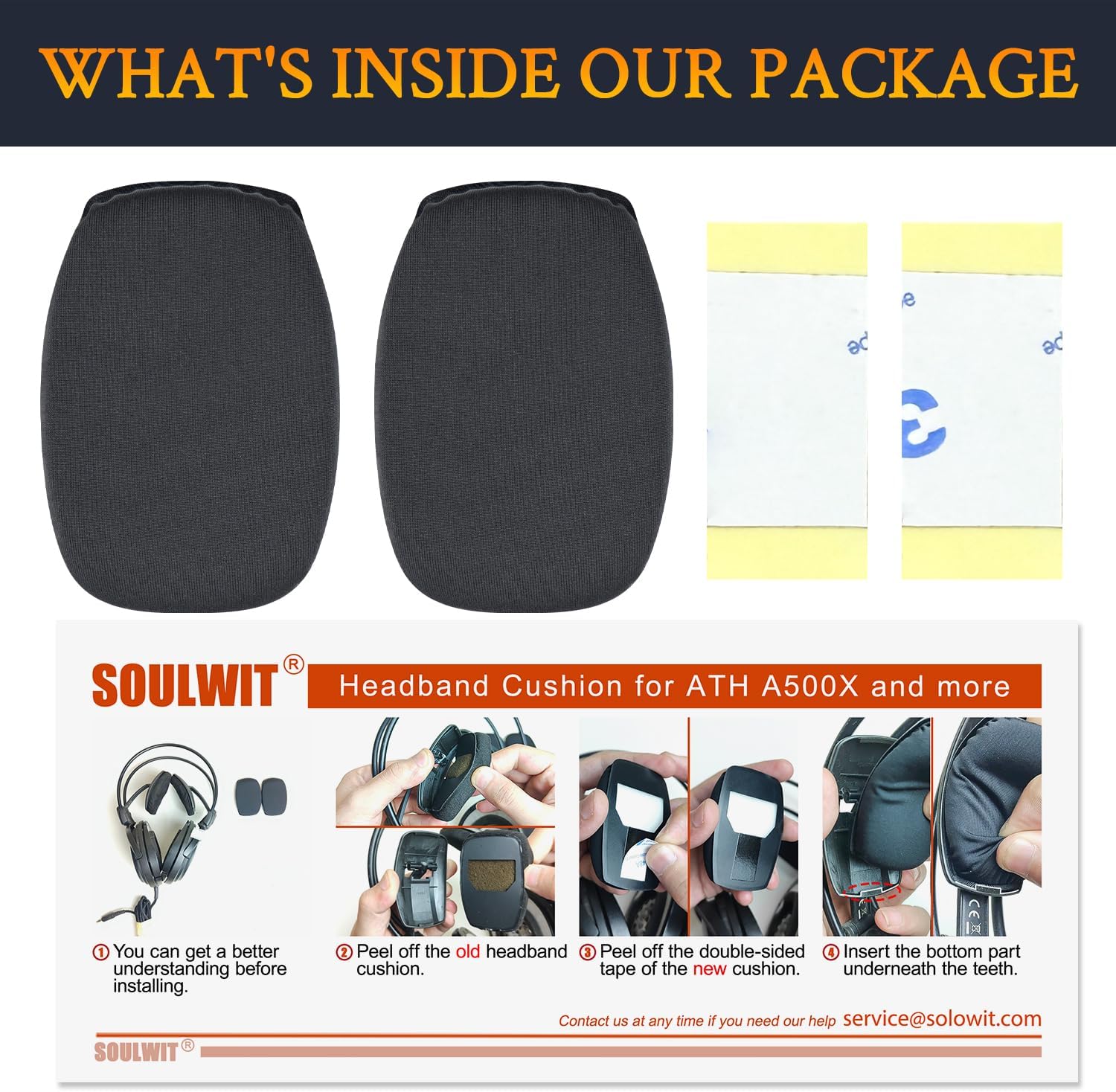 SOULWIT Headband for Audio-Technica A500X/A700X/A900X/A1000X/A2000X