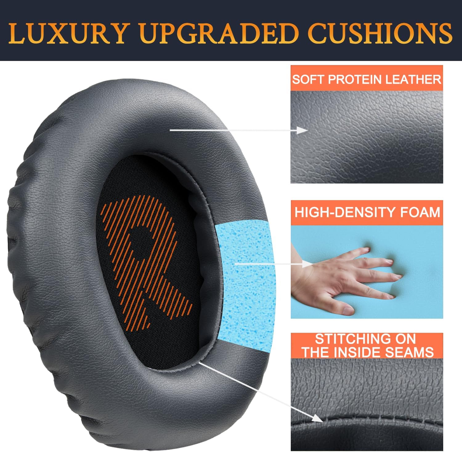 SOULWIT Earpads for JBL Quantum 100, 100X, 100P, 100M2, 350 - Protein Leather