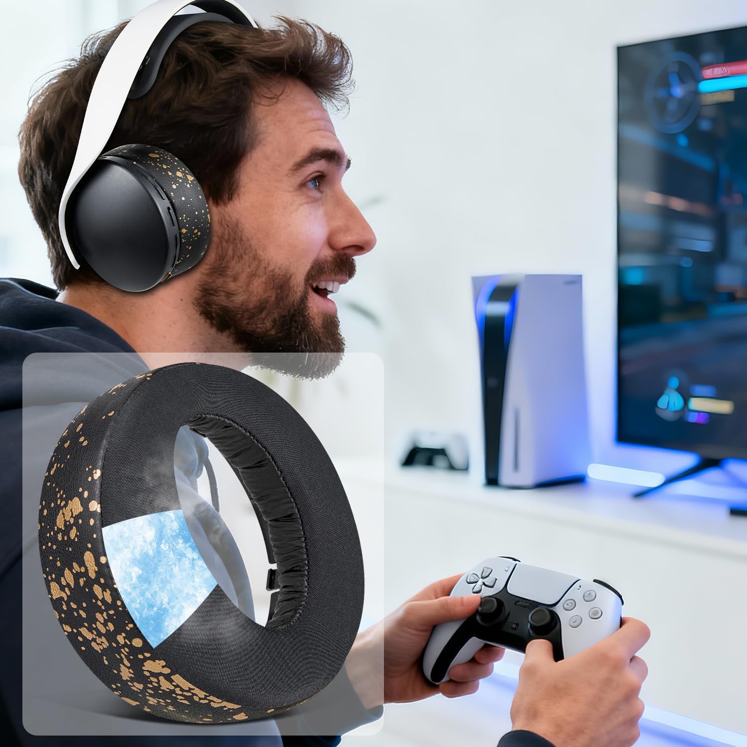 SOULWIT Earpads for Sony PlayStation 5 Pulse PS5 3D - Cooling Gel