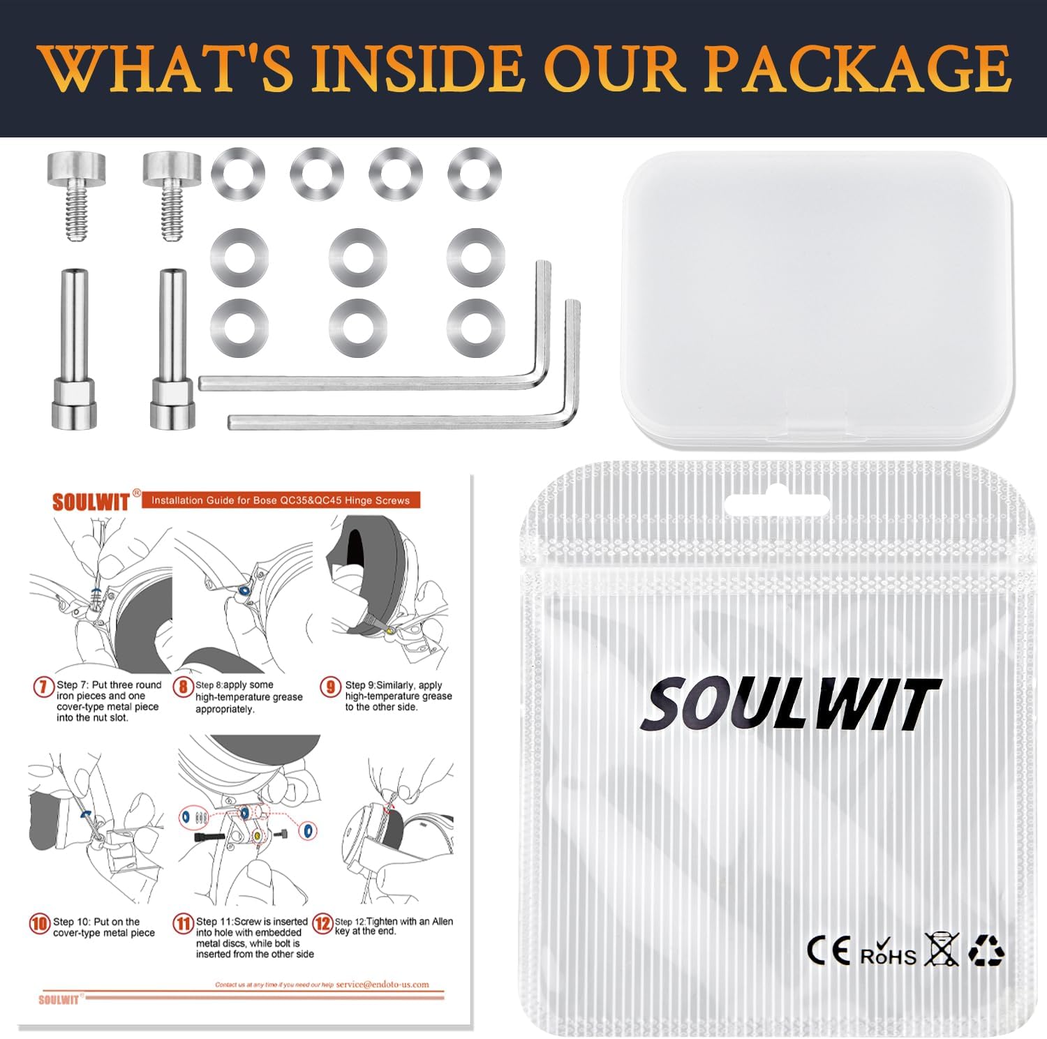 SOULWIT Hinge Screws Parts Kit for Bose QuietComfort 25