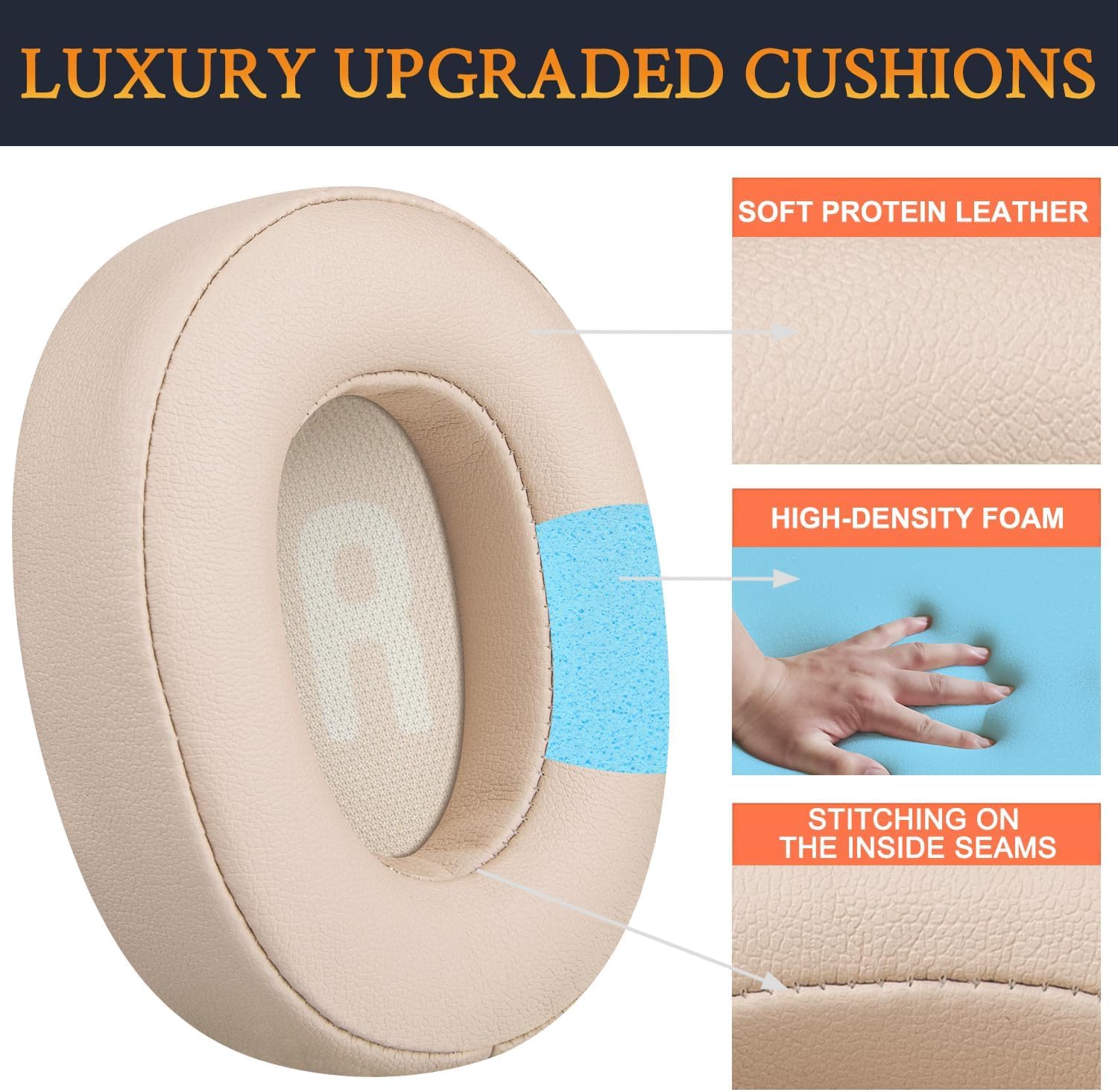 SOULWIT Earpads for JBL Tune 700BT, 710BT, 720BT, 750BTNC, 760NC, 770NC - Protein Leather