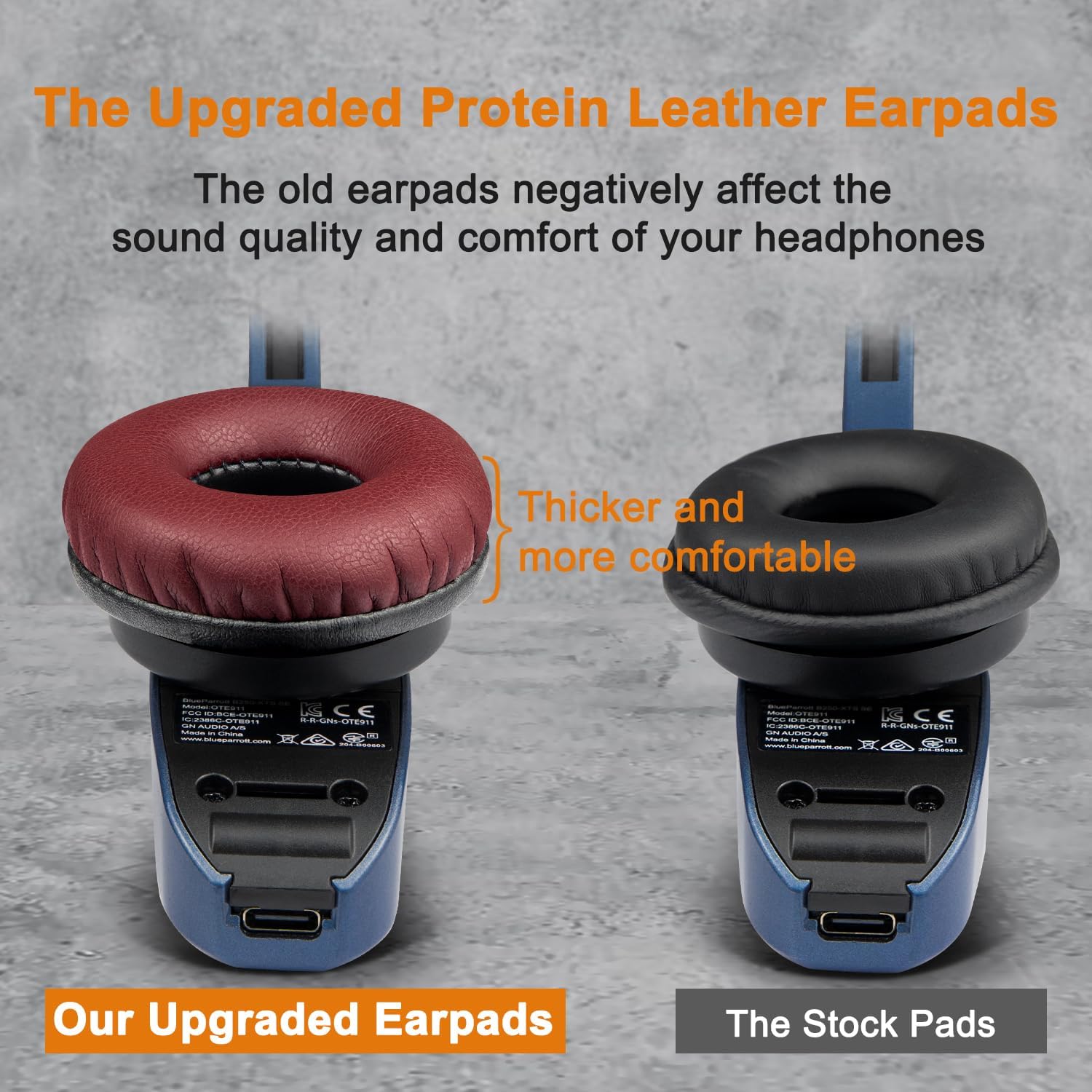 SOULWIT Earpads for BlueParrott B150, B250-XT, B250-XTS, B250-XT Plus - Protein Leather