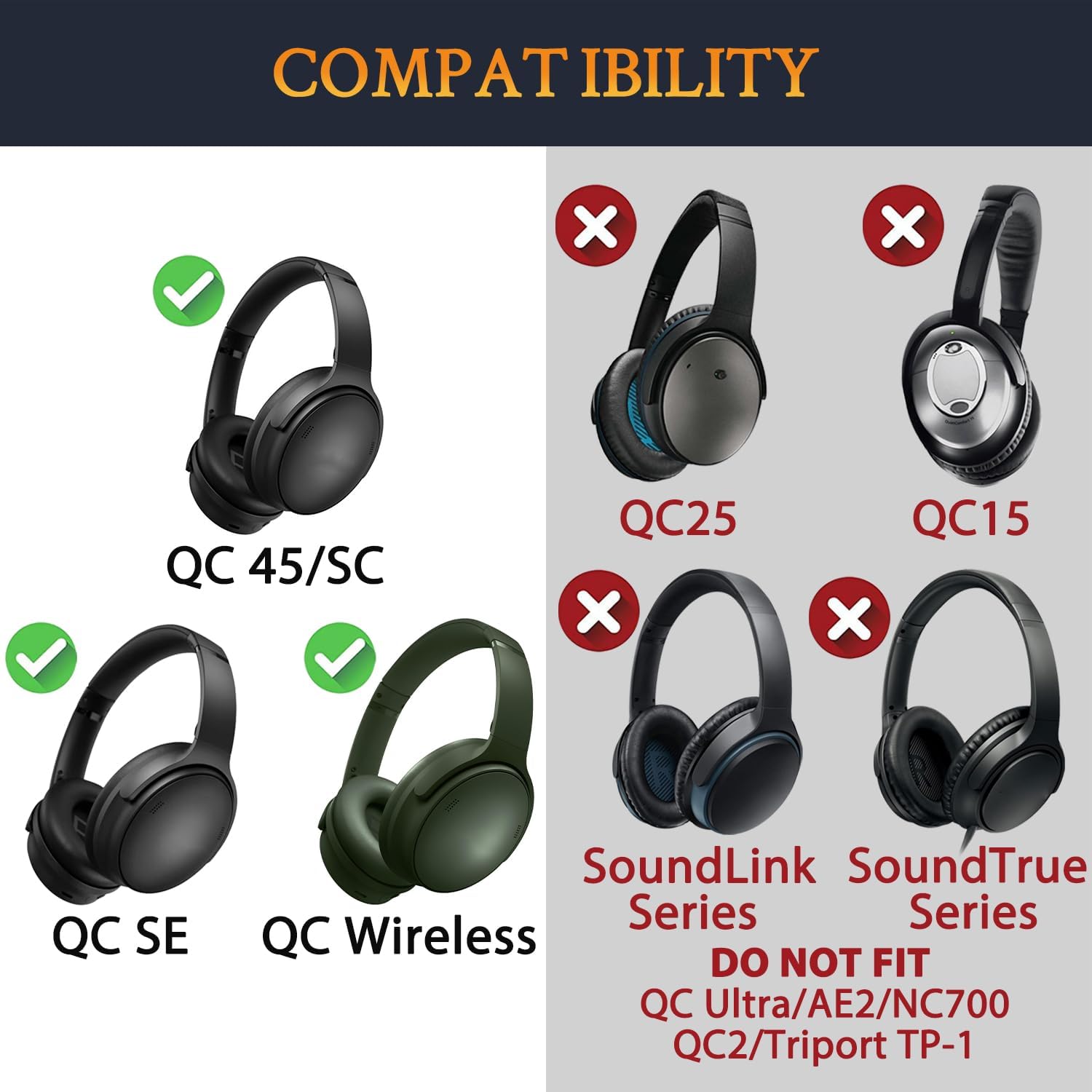 SOULWIT Earpads for Bose QuietComfort 45 Series - Protein Leather