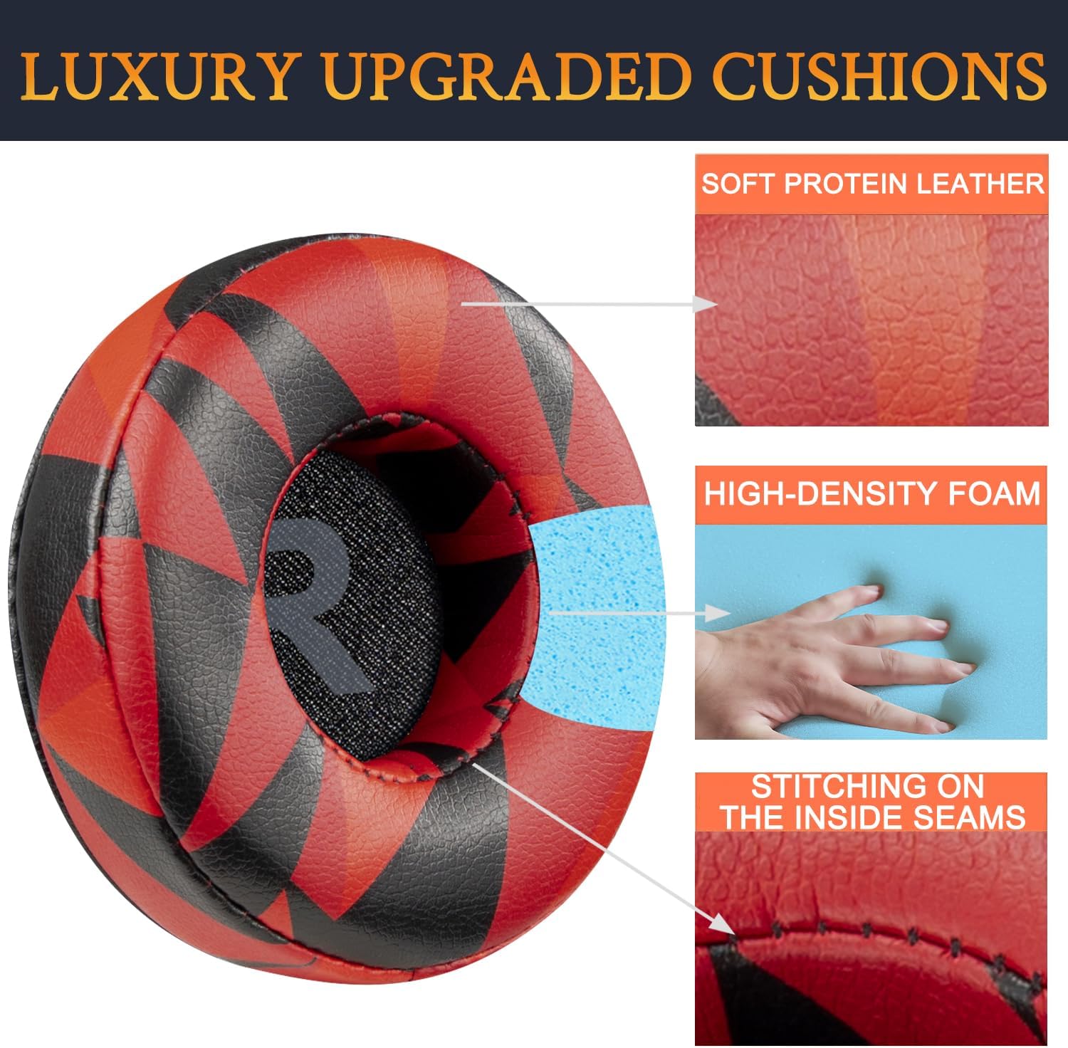 SOULWIT Earpads for JBL Tune 450BT/460BT/500BT/510BT/520BT/525BT/570BT, JR300BT, JR310BT, Junior 320BT, E40BT - Protein Leather