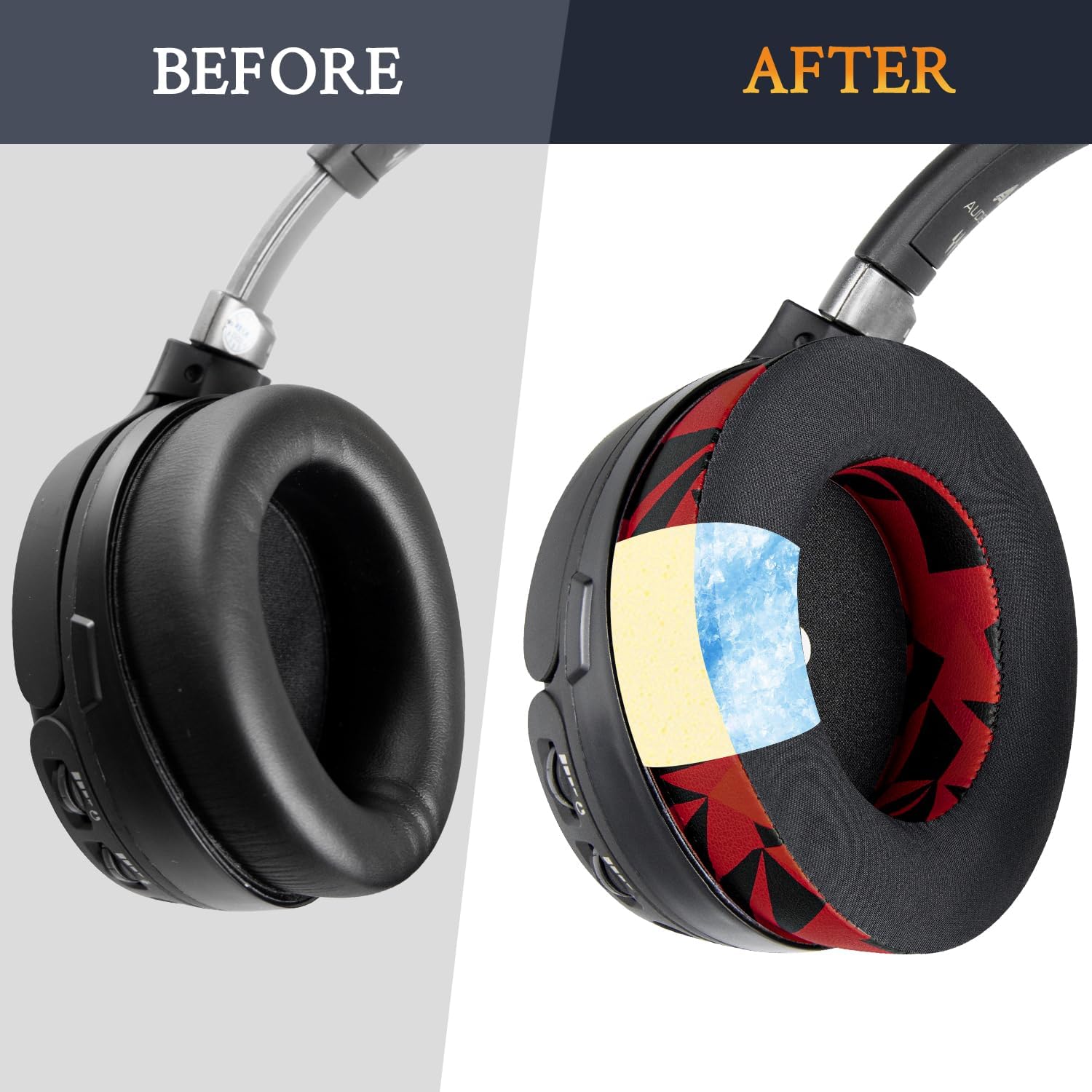 SOULWIT Earpads for Audeze Penrose/Penrose X/Mobius, HyperX Cloud Orbit/Orbit S  - Cooling Gel