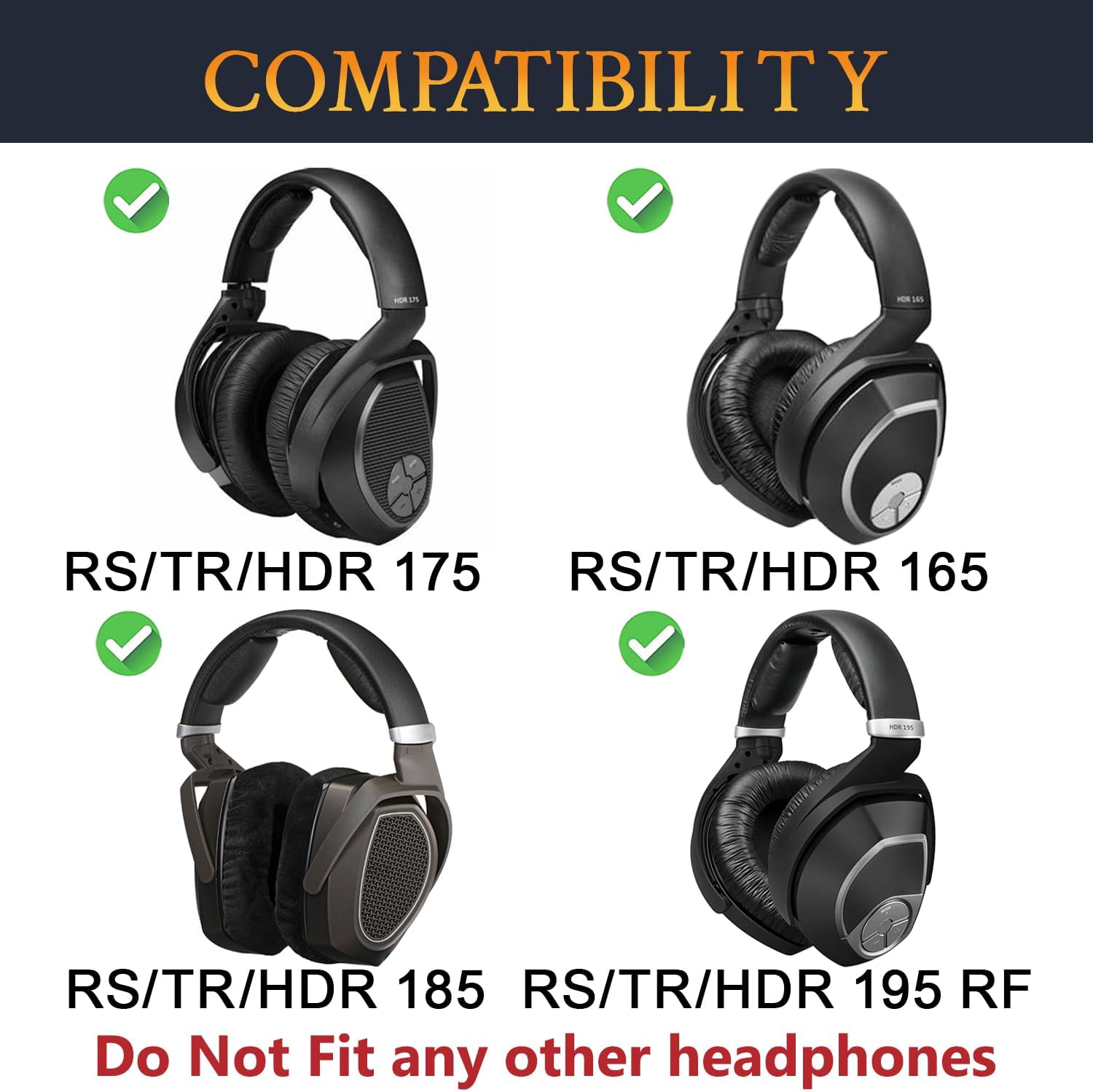 SOULWIT Earpads for Sennheiser RS165, RS175, RS185, RS195 - Protein Leather