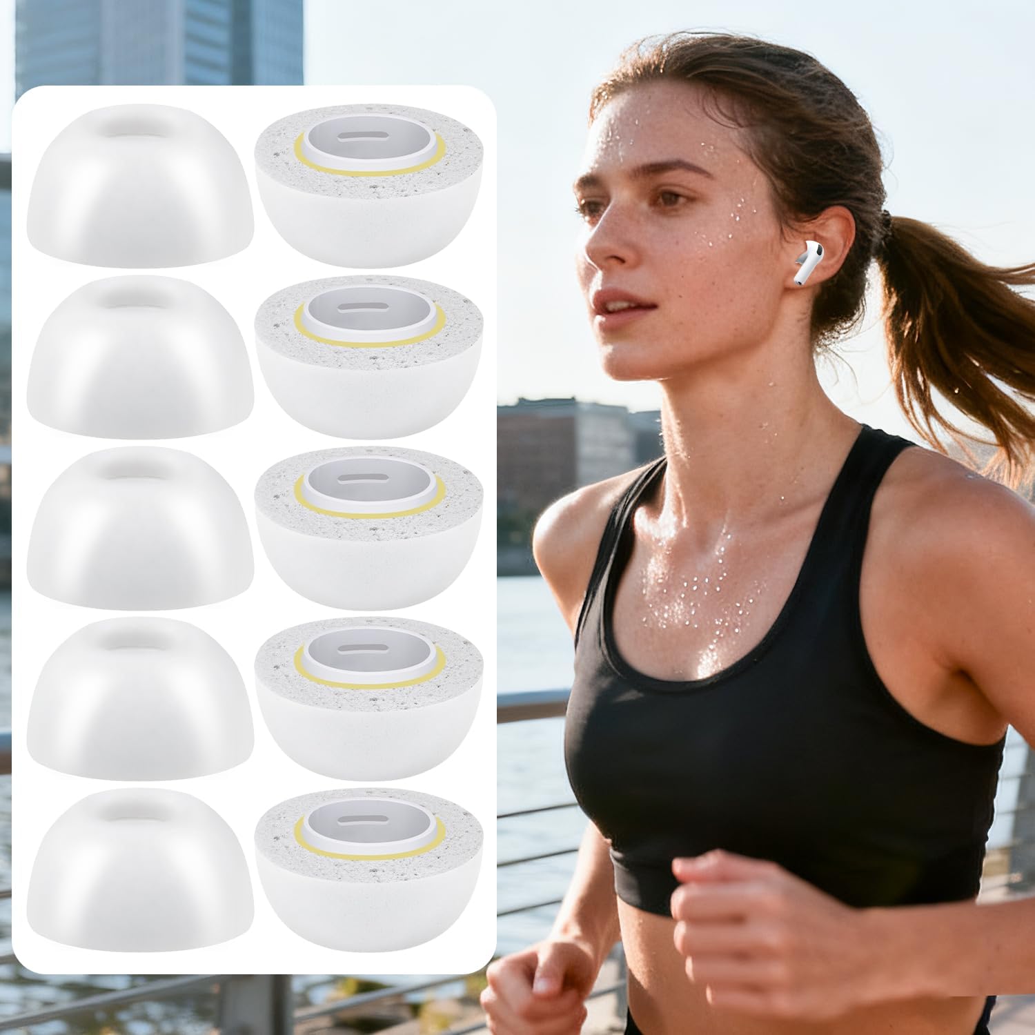SOULWIT Memory Foam Ear Tips for AirPods Pro 3 - 5 pairs