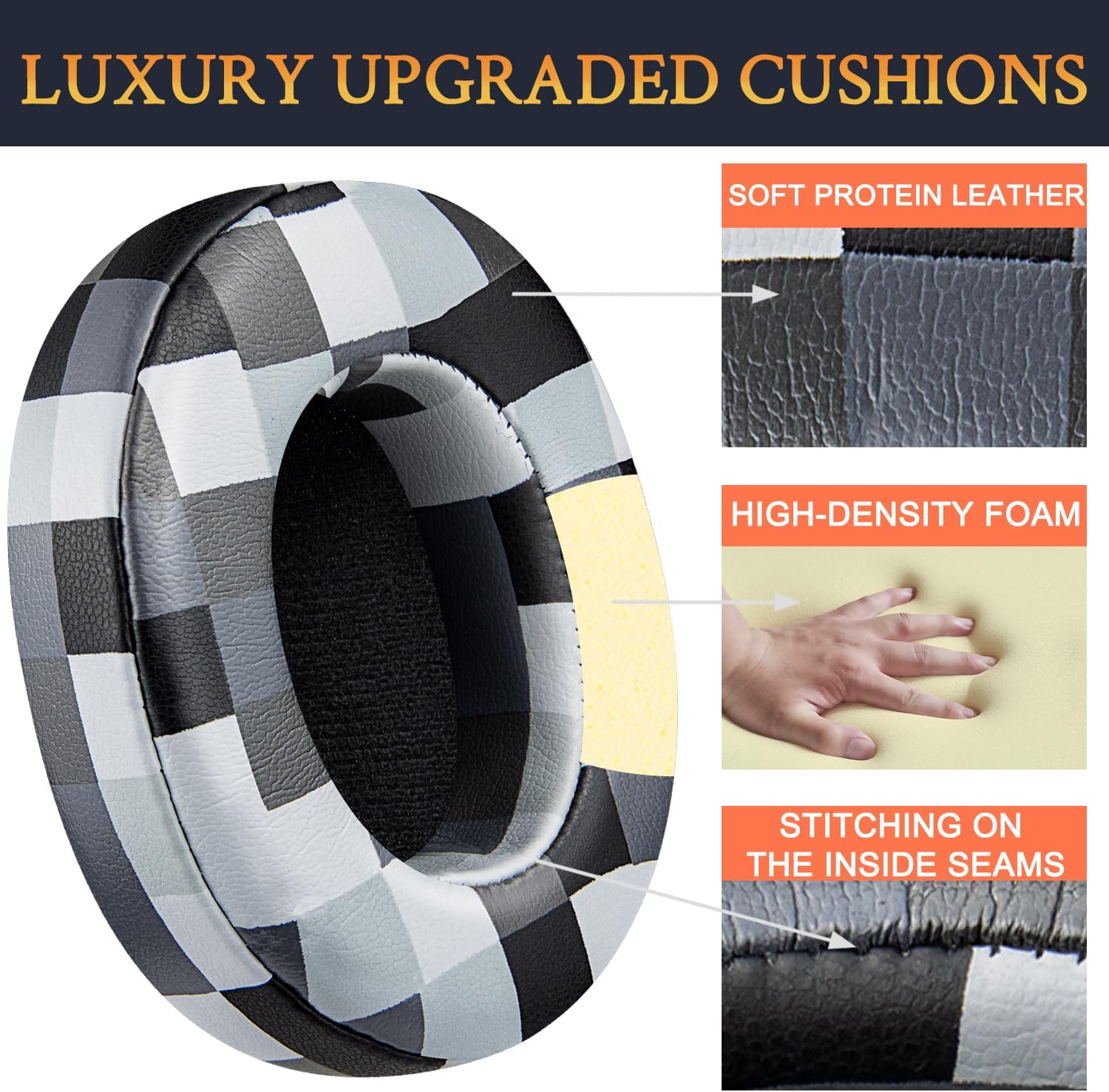 SOULWIT Earpads for Skullcandy Hesh 3/ANC/Evo & Crusher Wireless/ANC/Evo & Venue ANC - Protein Leather