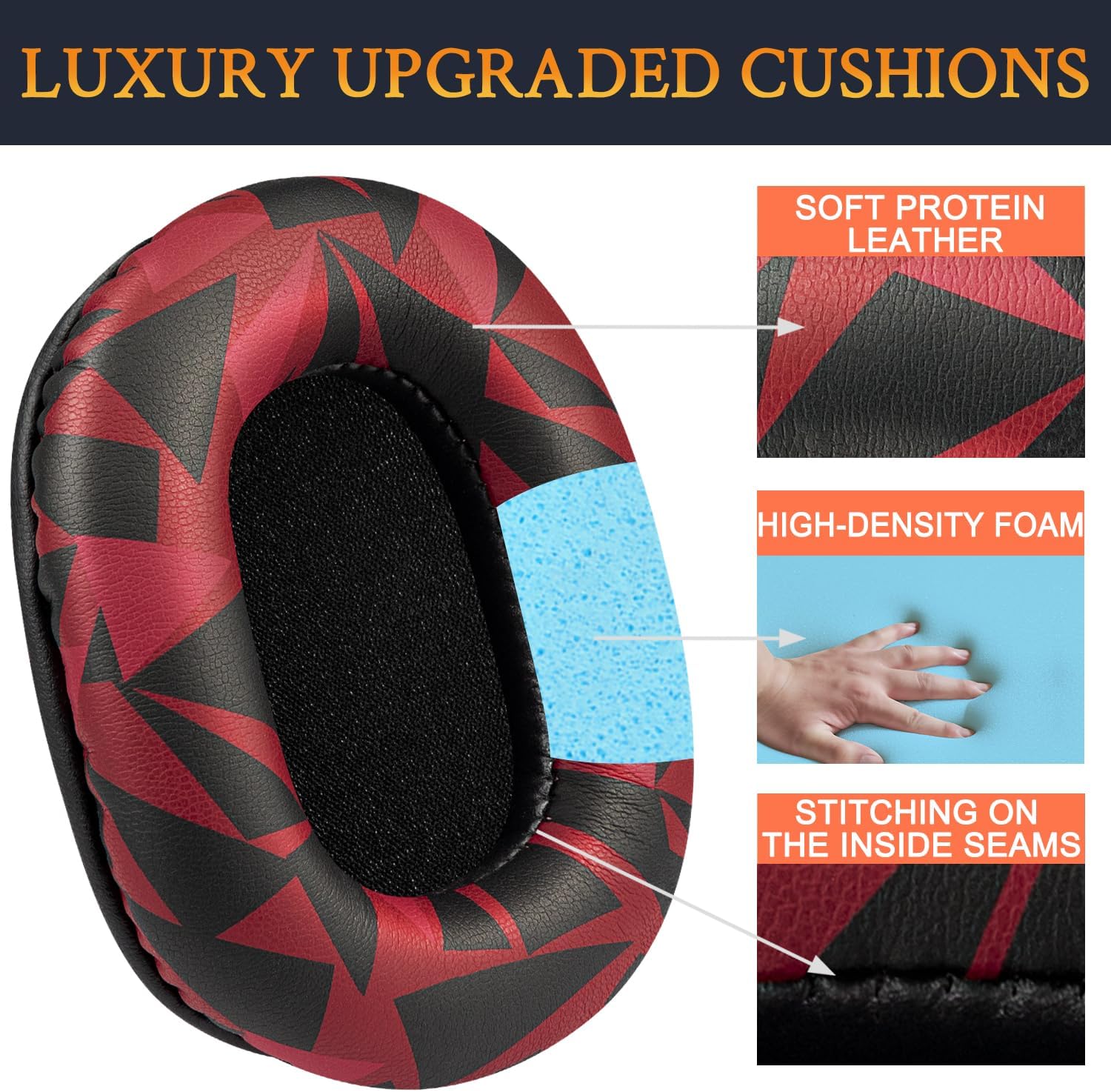 SOULWIT Earpads for Audio-Technica ATH M50, M50X, M50XBT, M50XBT2, M50XSTS, M40x, M30x, M20xBT, M20X, SX1, MSR7 Monitor - Protein Leather