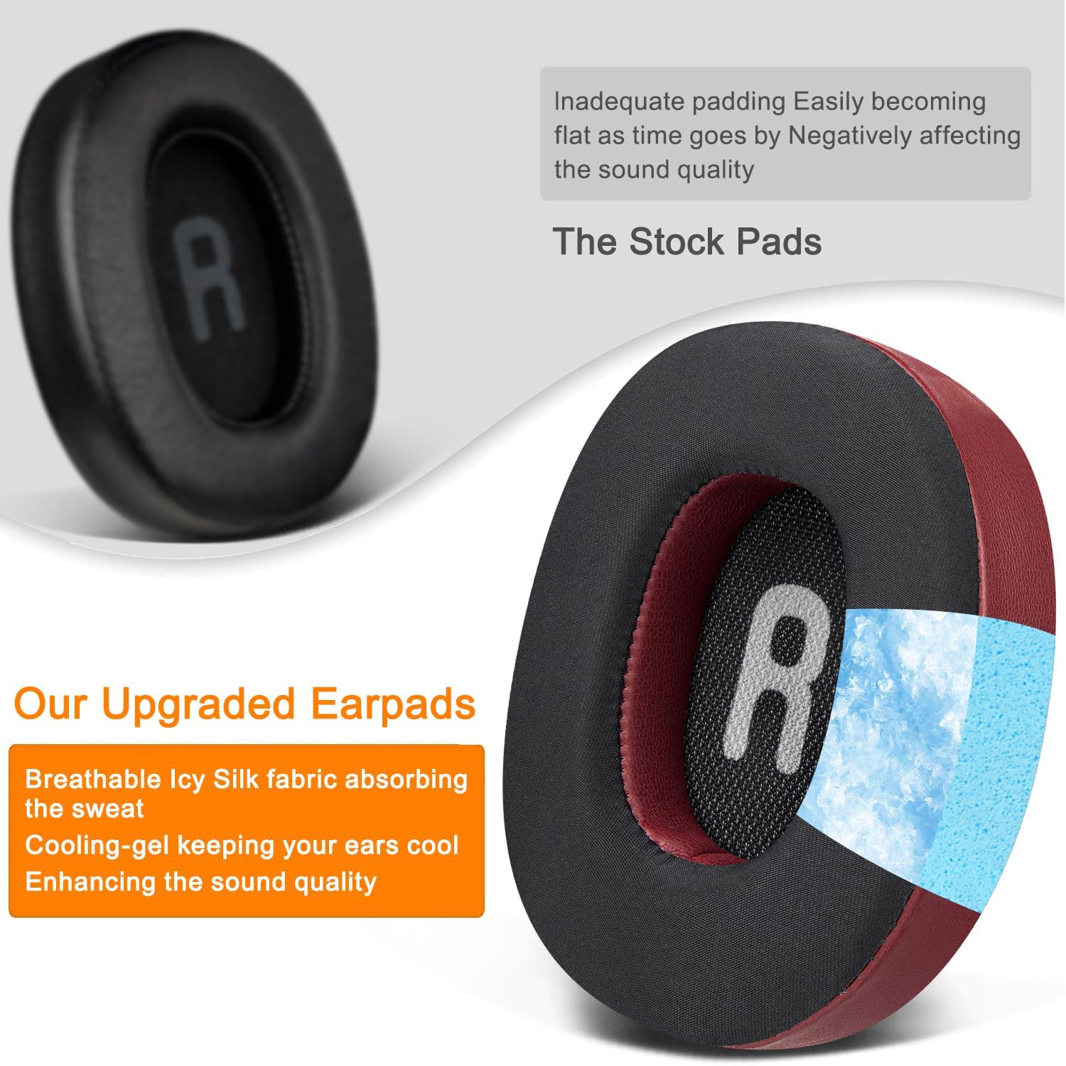 SOULWIT Earpads for JBL Tune 700BT, 710BT, 720BT, 750BTNC, 760NC, 770NC - Cooling Gel