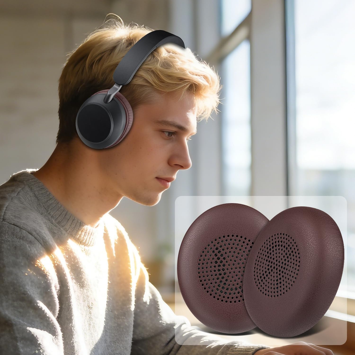 SOULWIT Earpads for Jabra Evolve2 65/40, Elite 45h - Protein Leather