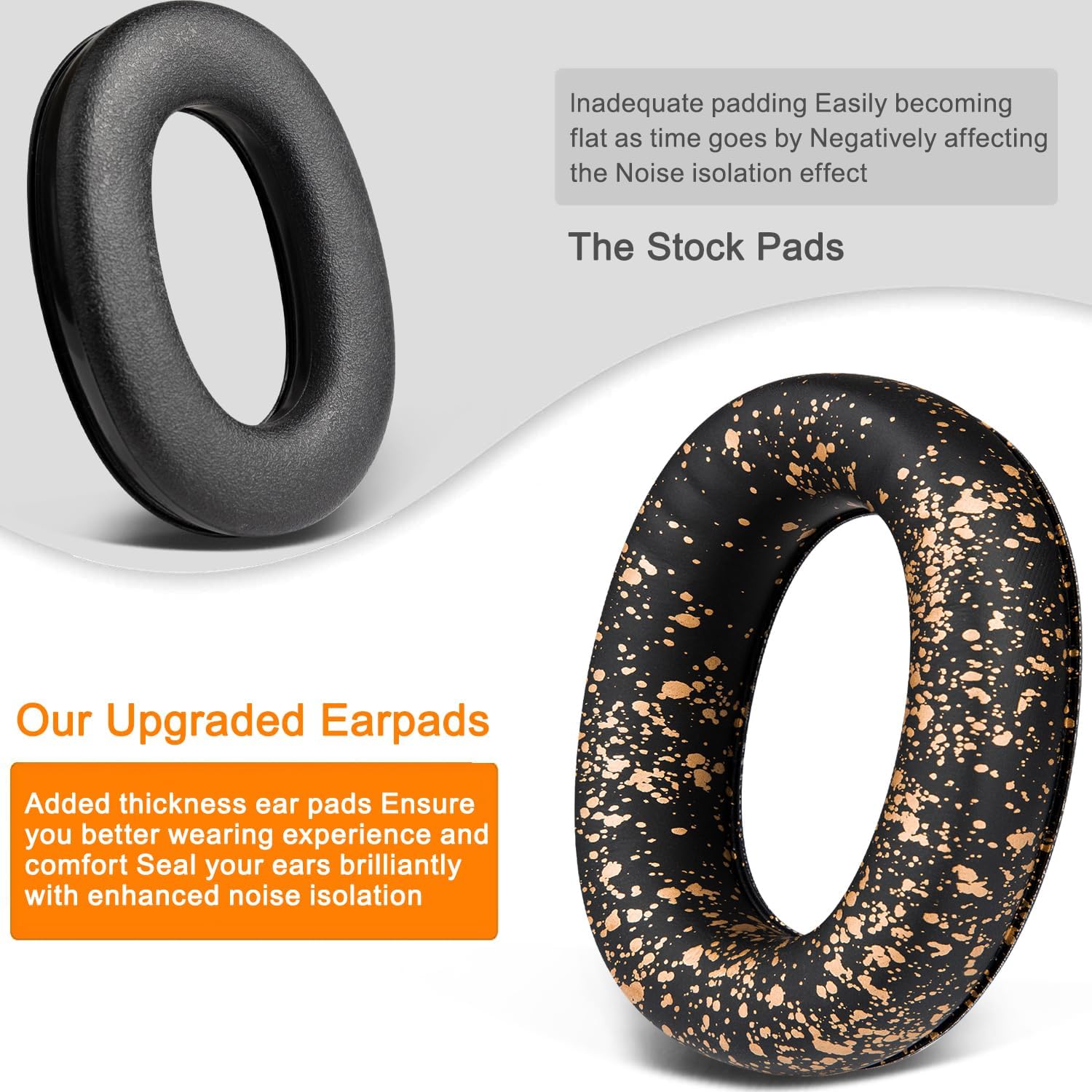SOULWIT Earpads for 3M WorkTunes, Peltor Sport Tactical 100/300/500, ZOHAN EM033/037/042, PROHEAR 032/033/037 - Protein Leather