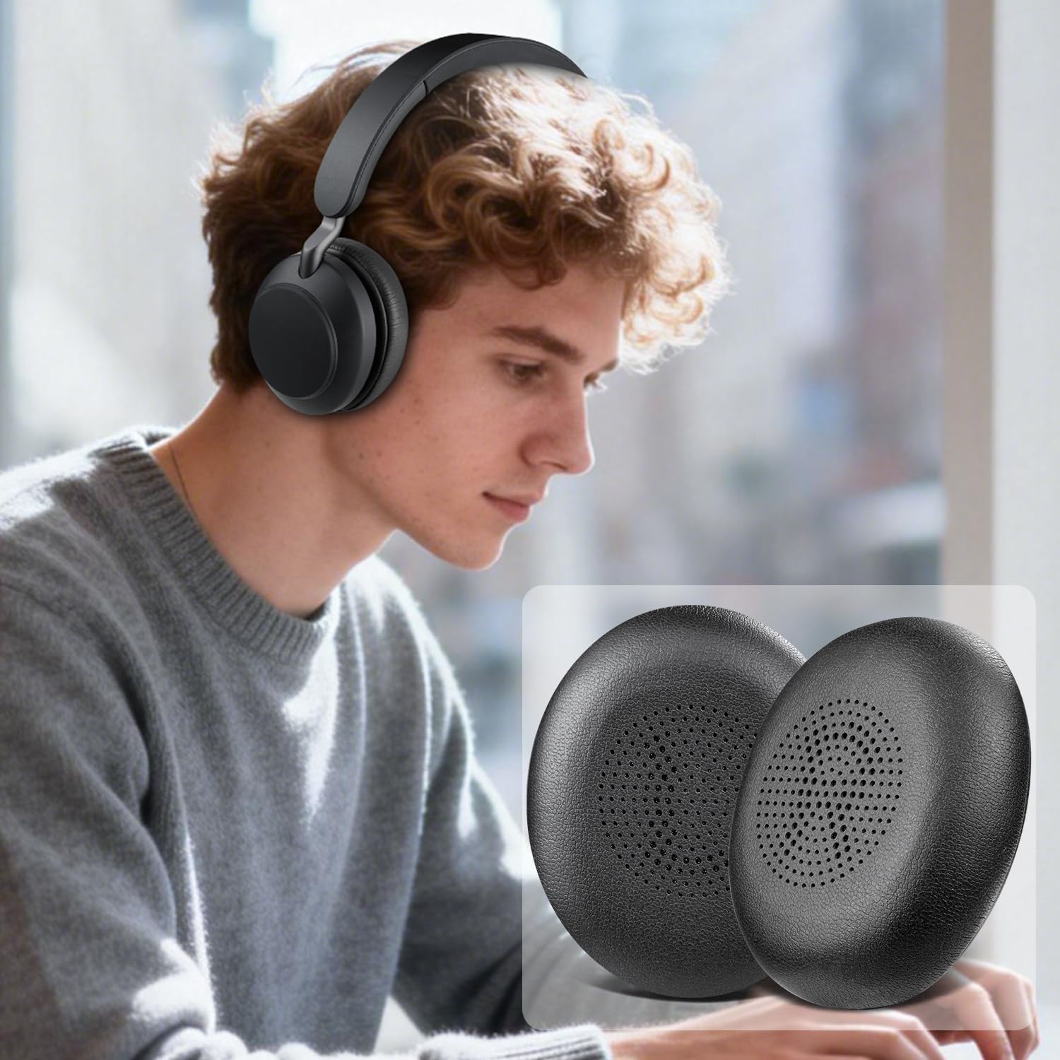 SOULWIT Earpads for Jabra Evolve2 65/40, Elite 45h - Protein Leather