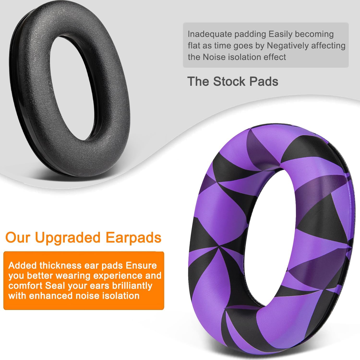 SOULWIT Earpads for 3M WorkTunes, Peltor Sport Tactical 100/300/500, ZOHAN EM033/037/042, PROHEAR 032/033/037 - Protein Leather