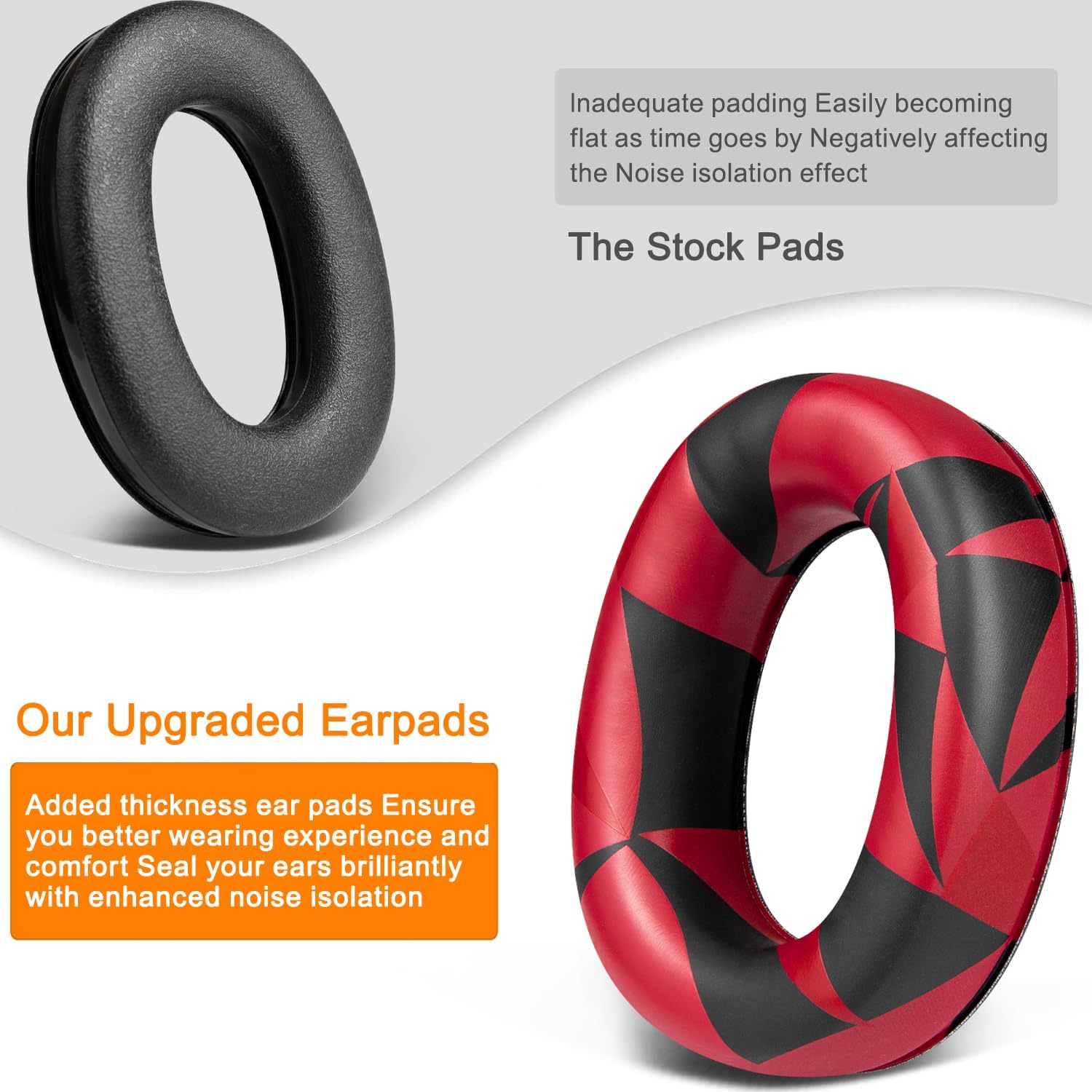 SOULWIT Earpads for 3M WorkTunes, Peltor Sport Tactical 100/300/500, ZOHAN EM033/037/042, PROHEAR 032/033/037 - Protein Leather
