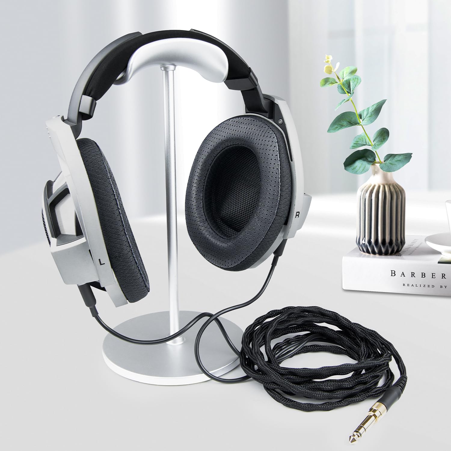 SOULWIT Headphone Audio Cable for Sennheiser HD800, HD800S, HD820, 3.5 mm Plug & 6.35 mm Adapter