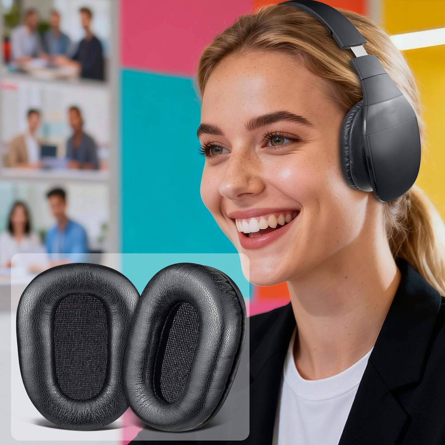 SOULWIT Earpads for BlueParrott B450-XT, S450-XT - Protein Leather