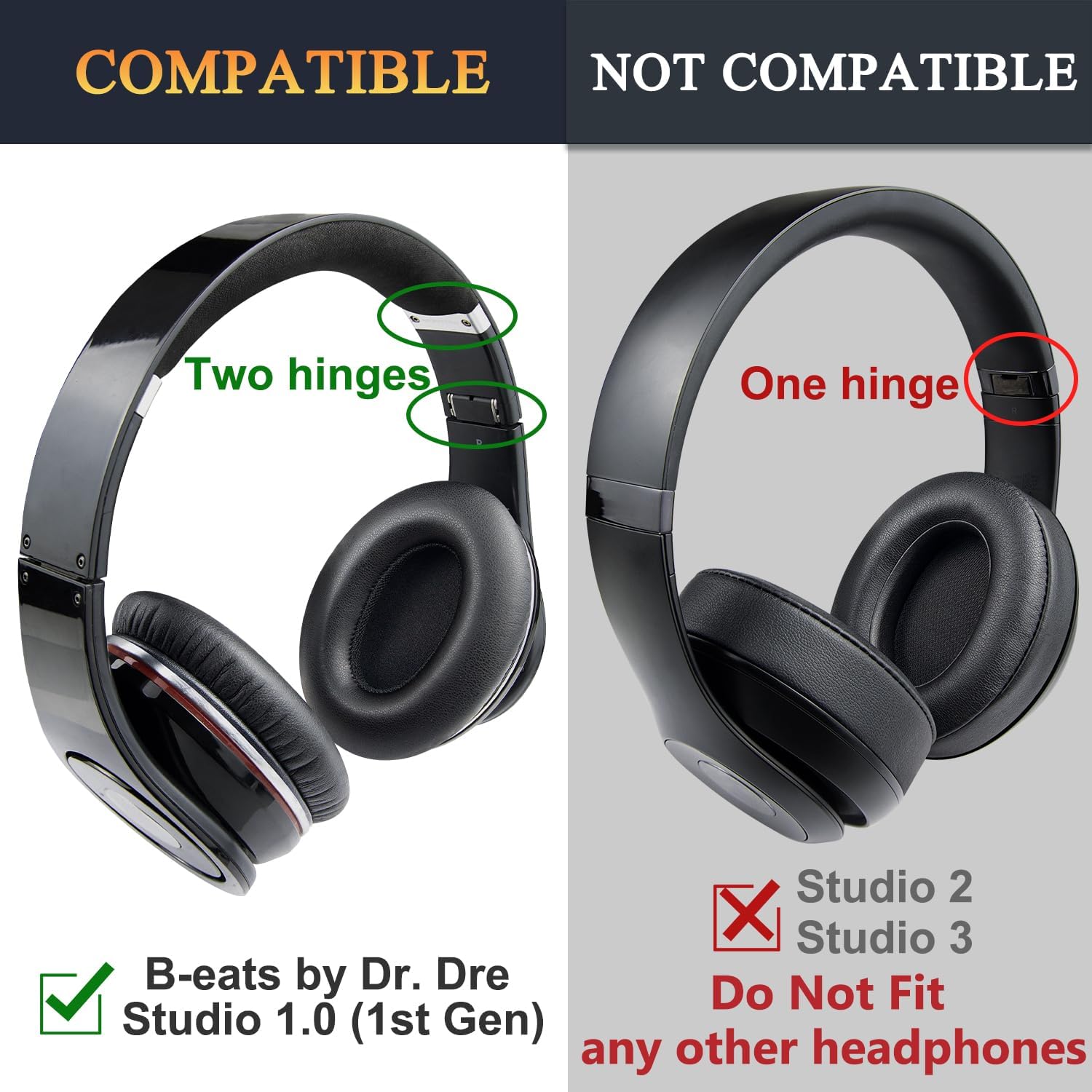 SOULWIT Earpads for Beats by Dr. Dre Studio (1st Generation) - Protein Leather