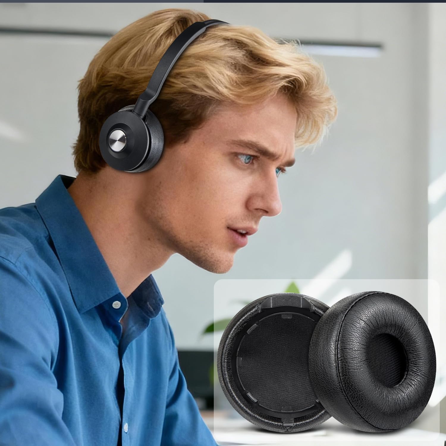 SOULWIT Earpads for Jabra Engage 55/65/75 Stereo - Protein Leather