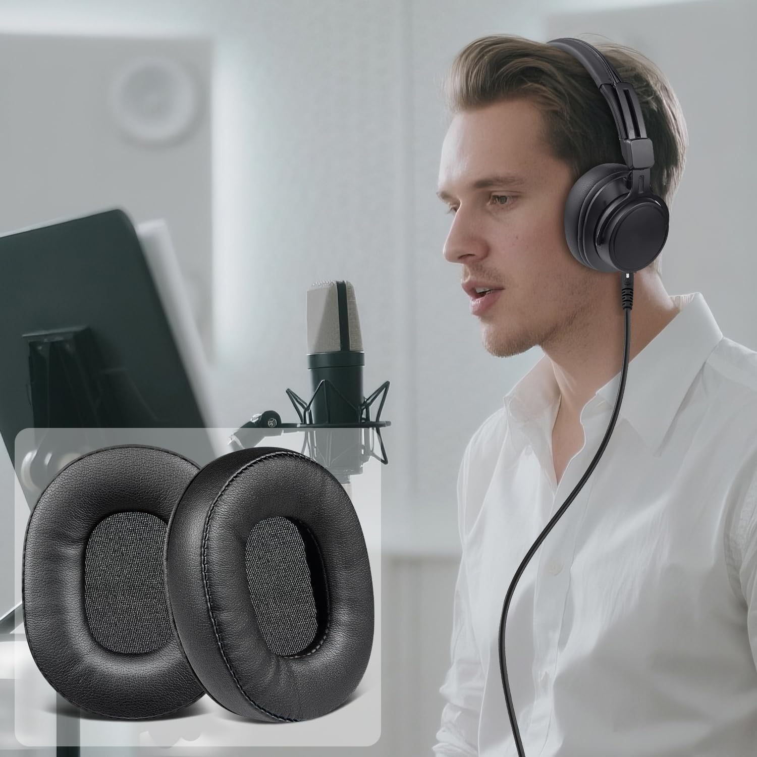 SOULWIT Earpads for Audio-Technica ATH-M60X - Protein Leather
