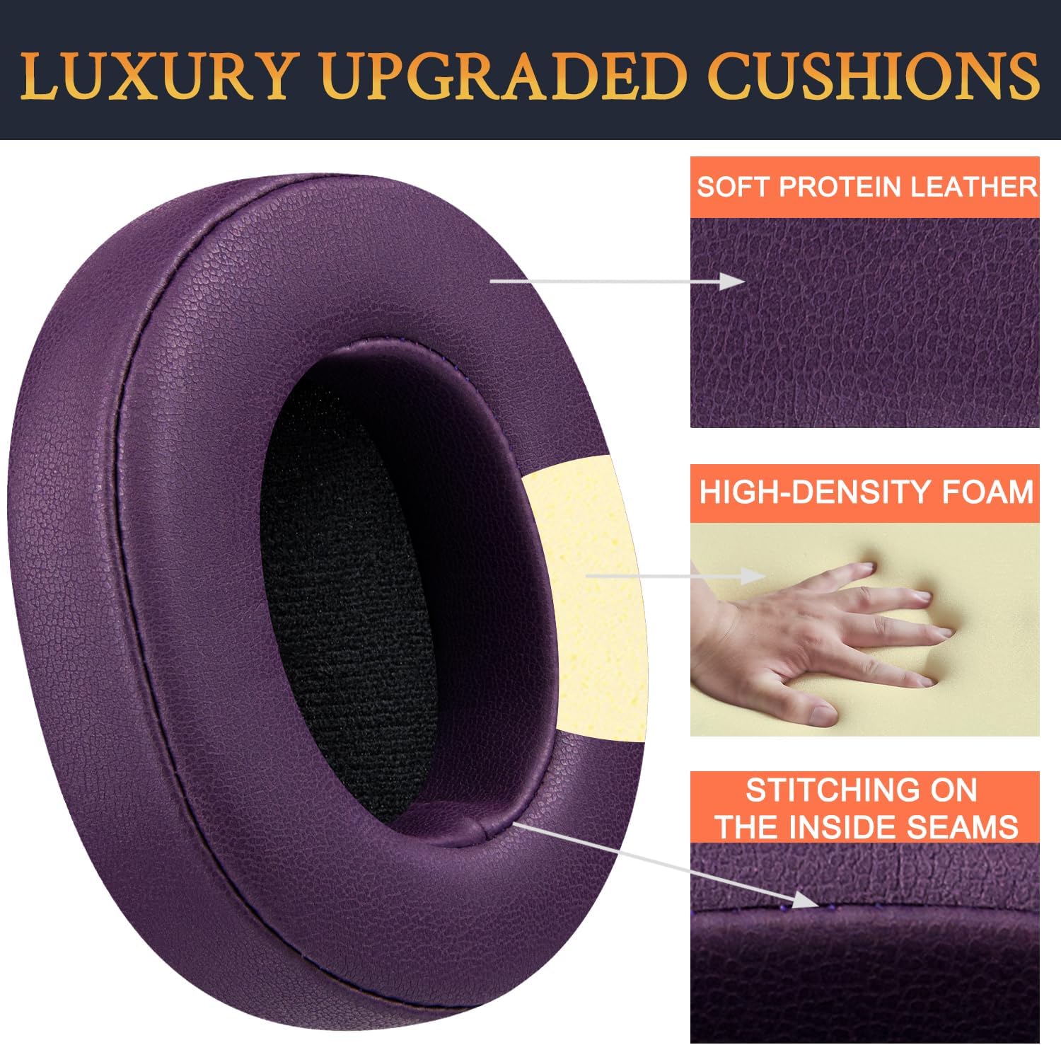 SOULWIT Earpads for Skullcandy Hesh 3/ANC/Evo & Crusher Wireless/ANC/Evo & Venue ANC - Protein Leather