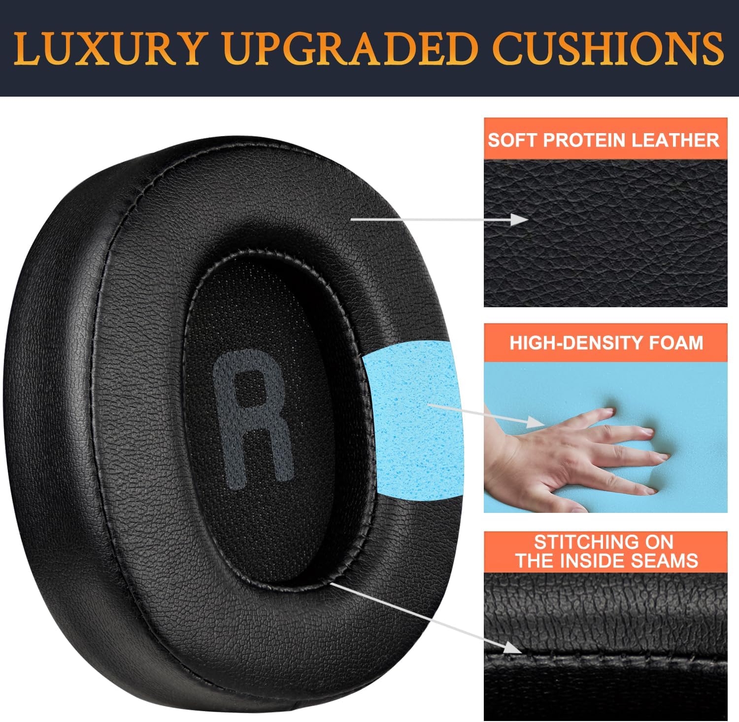 SOULWIT Earpads for JBL Tune 700BT, 710BT, 720BT, 750BTNC, 760NC, 770NC - Protein Leather