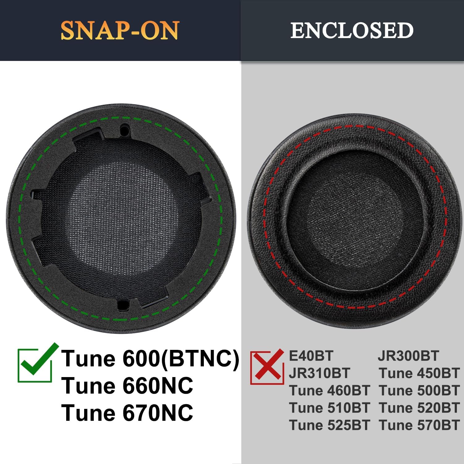 SOULWIT Earpads for JBL Tune 600BTNC / 660NC / 670NC - Protein Leather