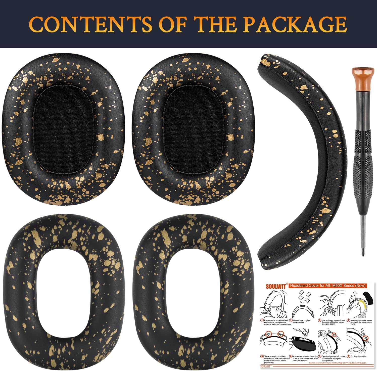 SOULWIT Earpads + Ear Cover+ Headband for ATH M50, M50X, M50XBT, M50XBT2, M50XSTS