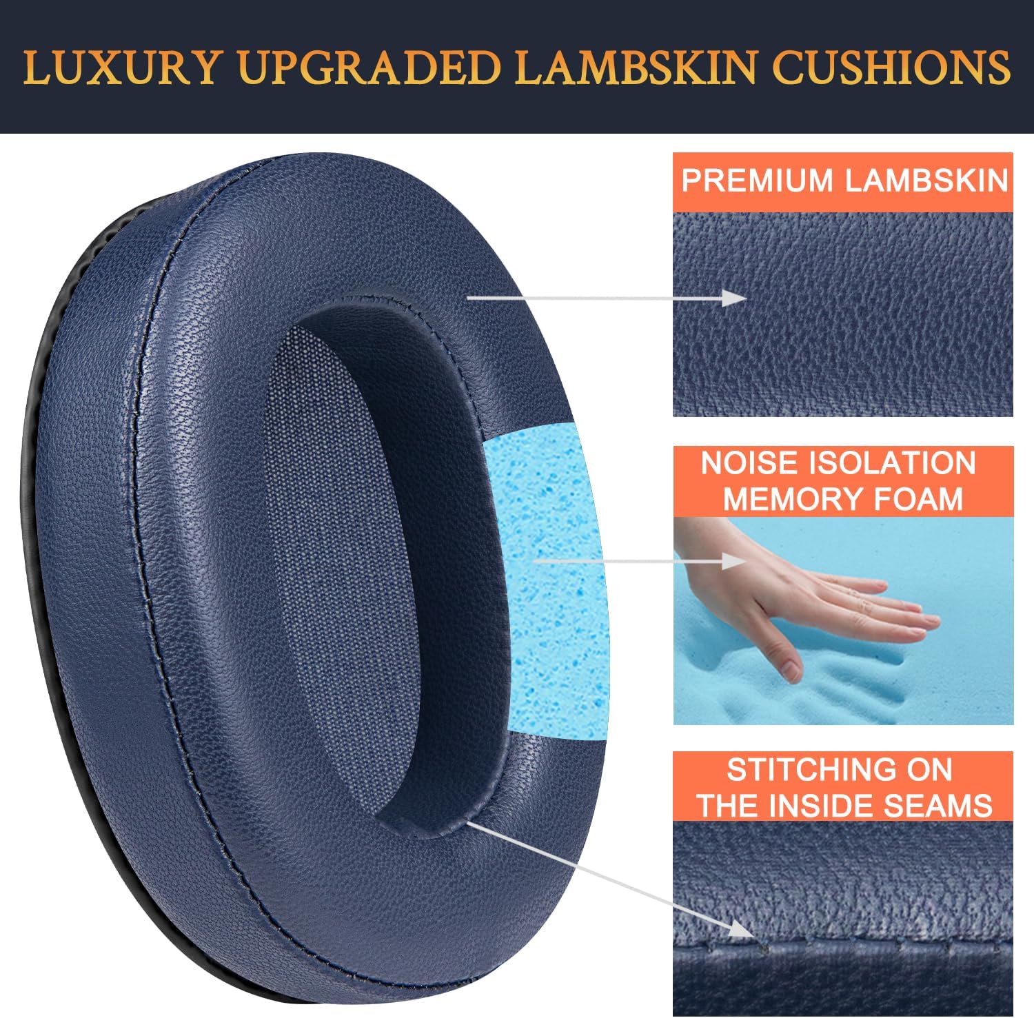 SOULWIT Earpads for Sony WH-XB900N, WH-CH710N, WH-CH720N, WH-RF400, MDR-RF895RK - Lambskin