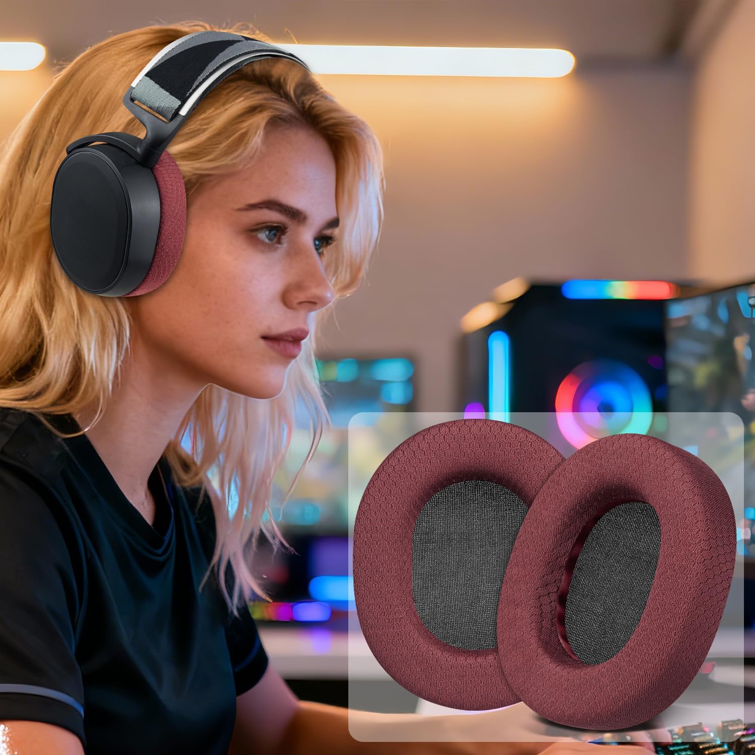 SOULWIT Earpads for SteelSeries Arctis 1/3/5/7/7+/7P/7P+/7X/7X+/9/9X/Pro/Prime - Mesh Fabric