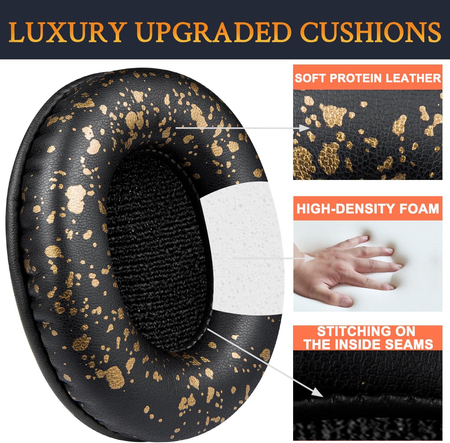 SOULWIT Earpads for Sony MDR-7506, MDR-V6, MDR-V7, MDR-CD900ST - Protein Leather