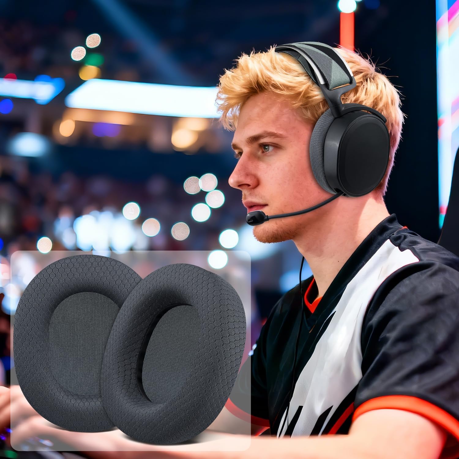 SOULWIT Earpads for SteelSeries Arctis 1/3/5/7/7+/7P/7P+/7X/7X+/9/9X/Pro/Prime - Mesh Fabric