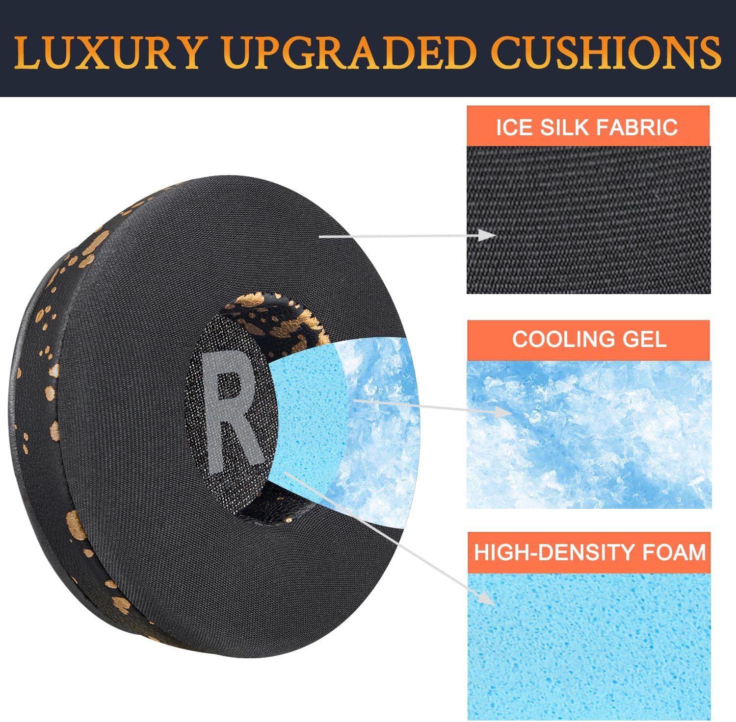 SOULWIT Earpads for JBL Tune 450BT/460BT/500BT/510BT/520BT/525BT/570BT, JR300BT, JR310BT, Junior 320BT, E40BT - Cooling Gel