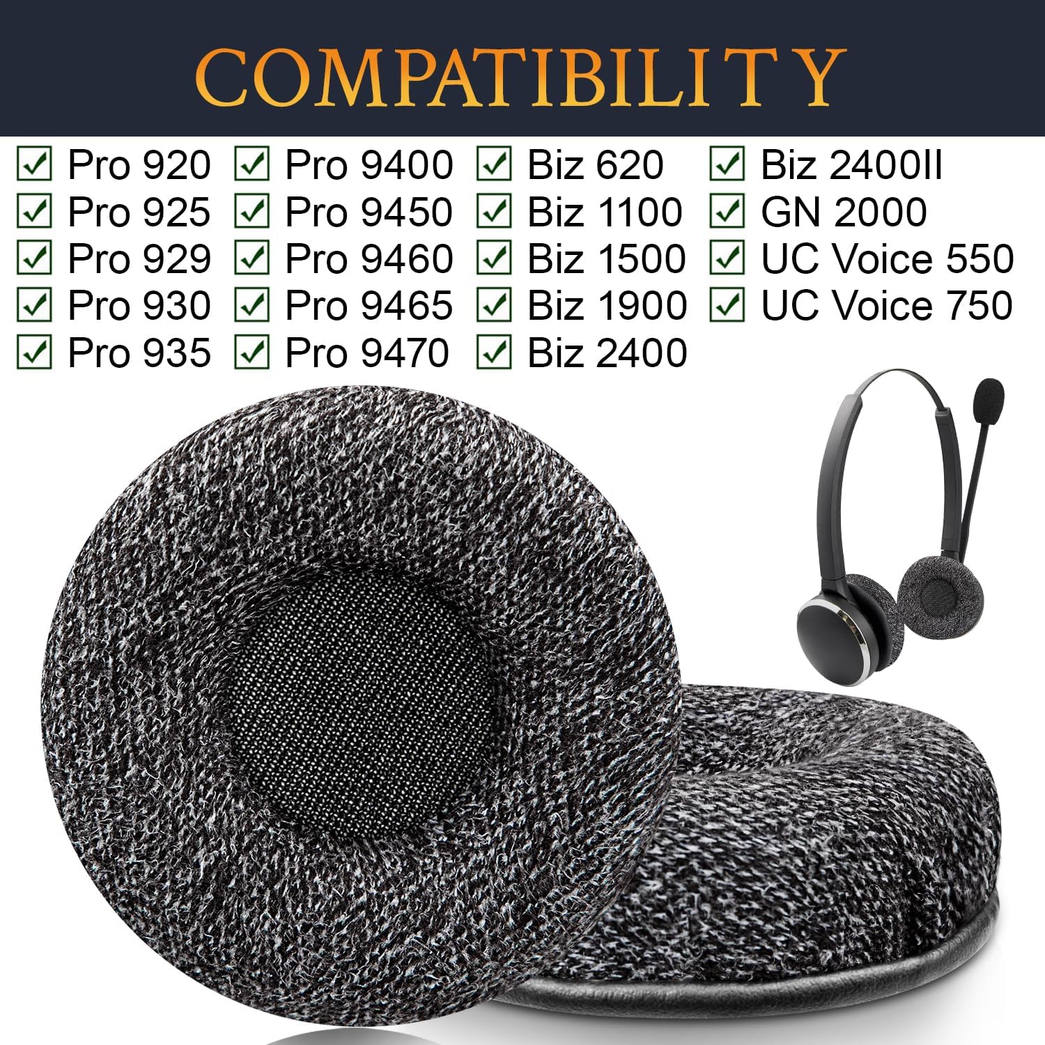 SOULWIT Earpads for Jabra PRO / BIZ / UC Voice - Linen