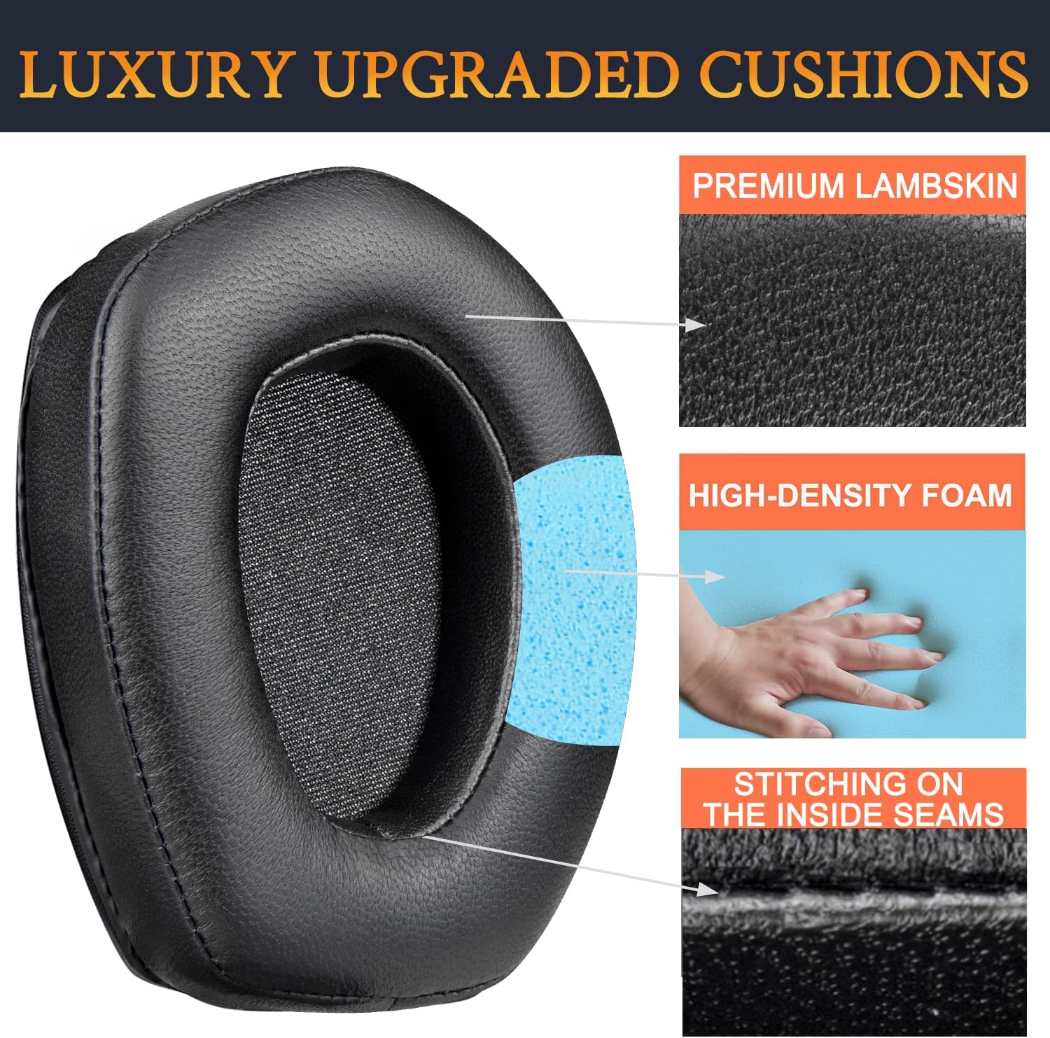SOULWIT Earpads for Sennheiser RS165, RS175, RS185, RS195 - Lambskin