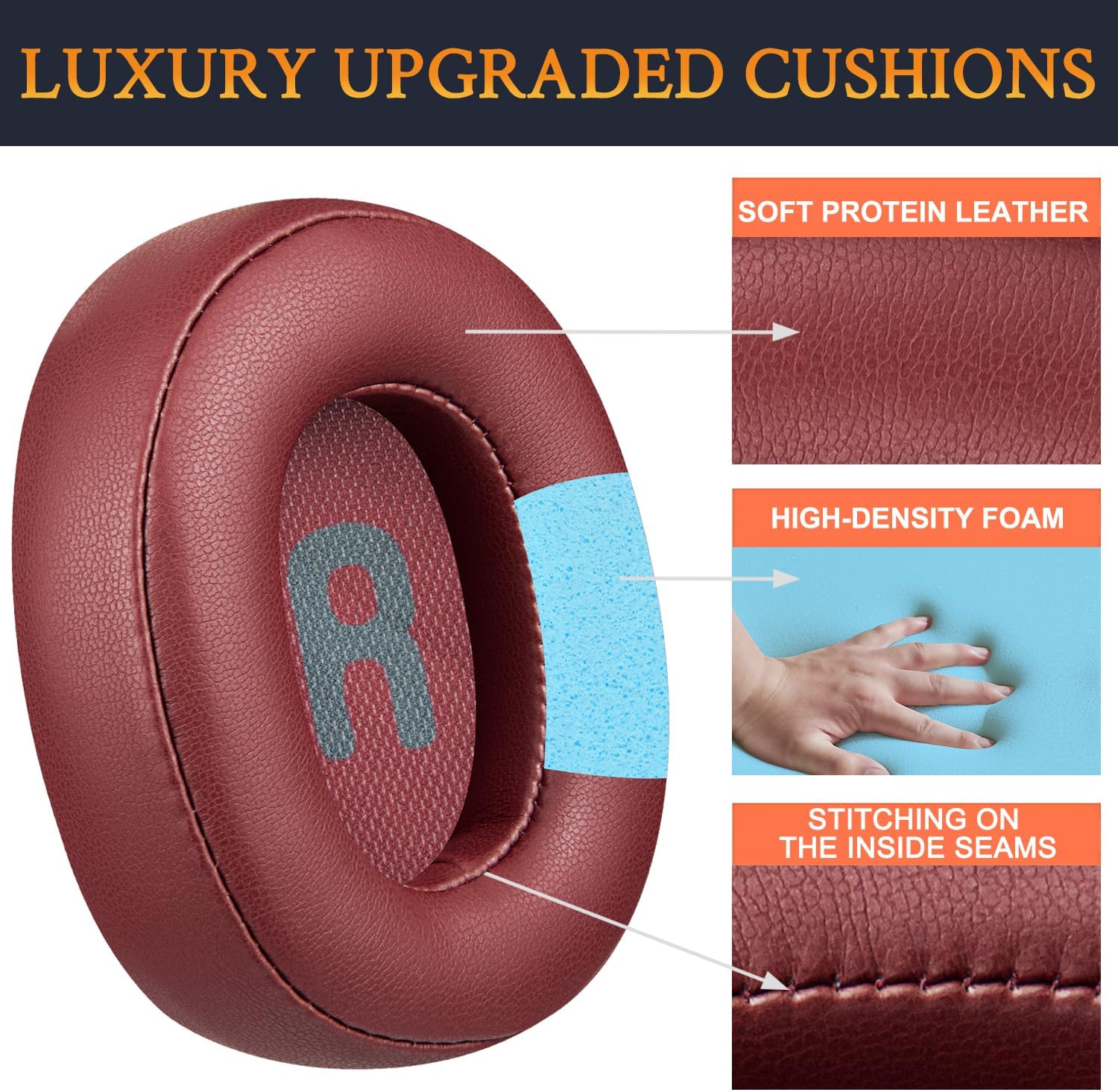 SOULWIT Earpads for JBL Tune 700BT, 710BT, 720BT, 750BTNC, 760NC, 770NC - Protein Leather