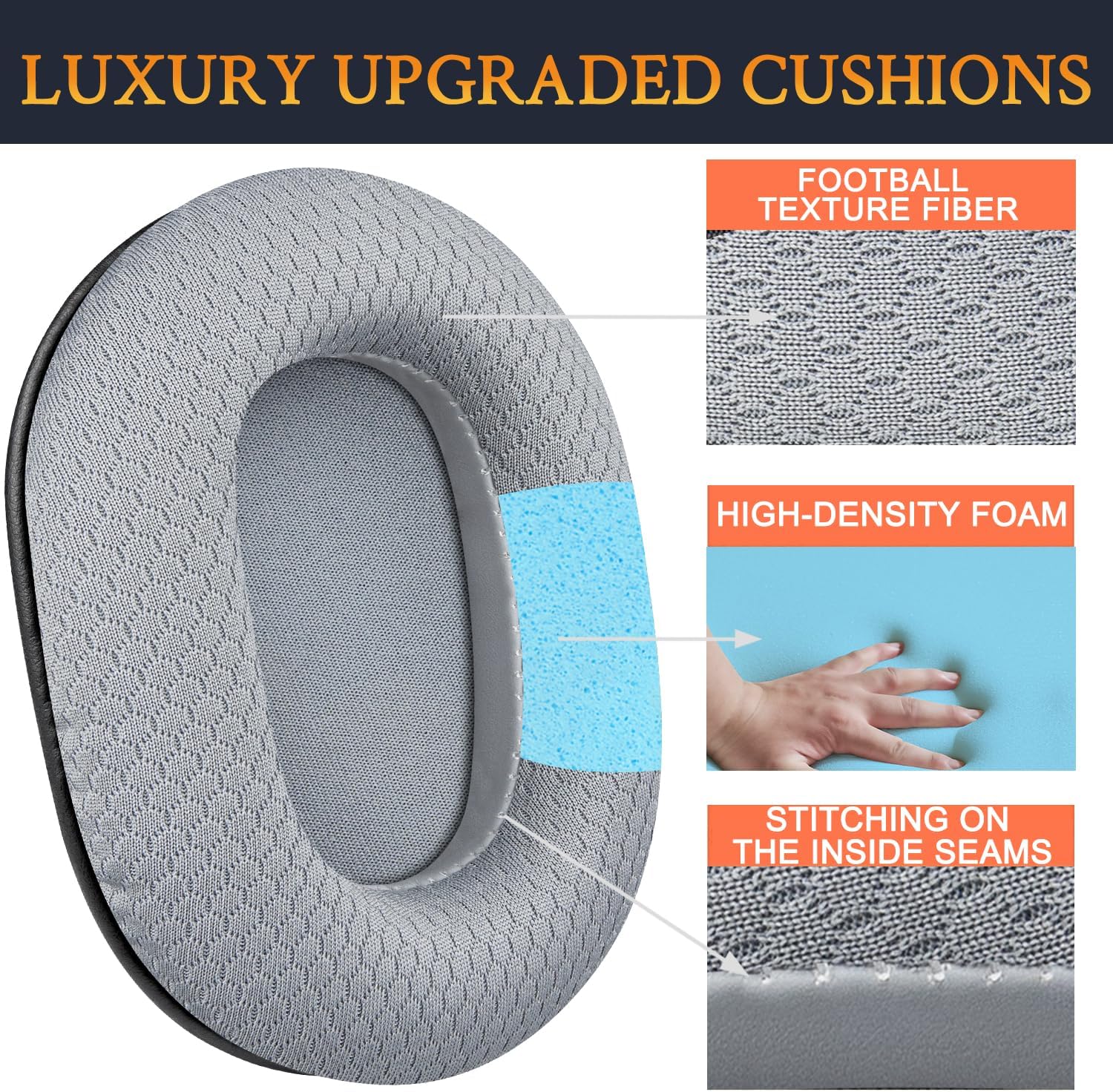 SOULWIT Earpads for Audio-Technica ATH M50, M50X, M50XBT, M50XBT2, M50XSTS, M40x, M30x, M20xBT, M20X, SX1, MSR7 Monitor - Mesh Fabric