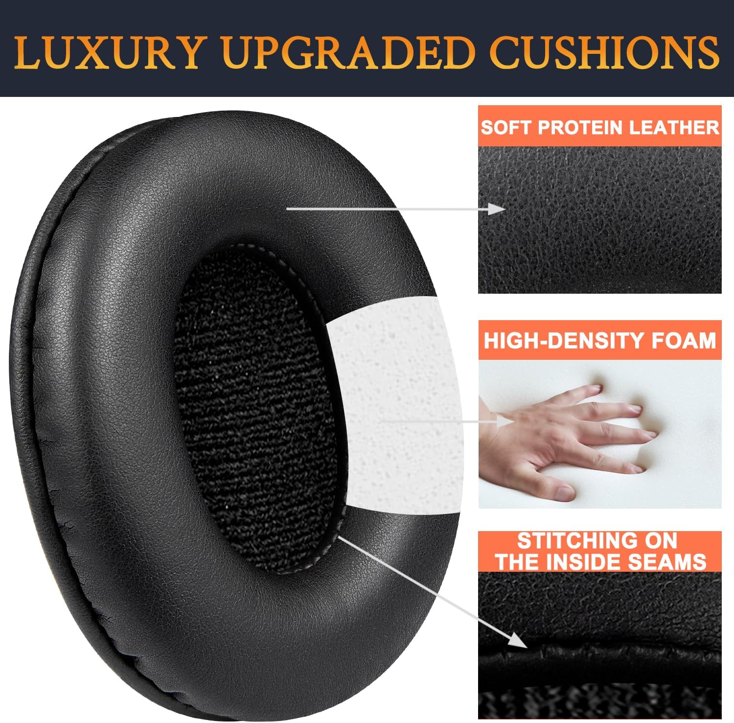 SOULWIT Earpads for Sony MDR-7506, MDR-V6, MDR-V7, MDR-CD900ST - Protein Leather