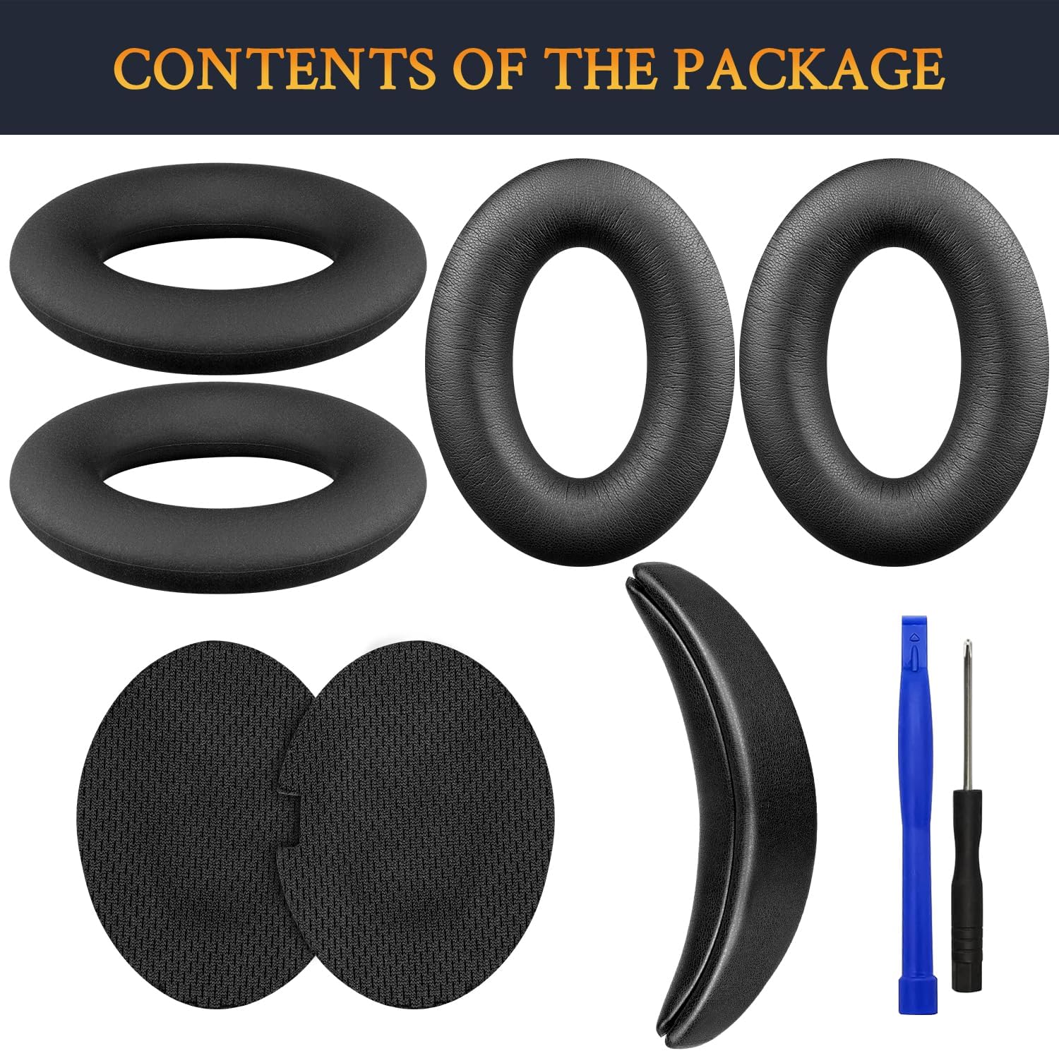 SOULWIT Replacement Kit for Bose QuietComfort 15, QuietComfort 2, Earpads + Headband + Earpads Cover
