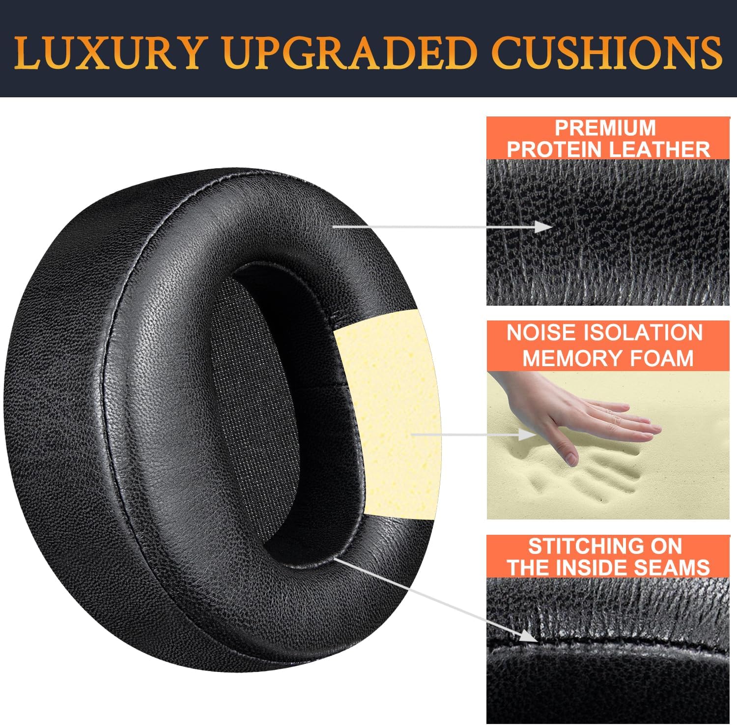 SOULWIT Earpads for Audeze LCD-2, LCD-2C, LCD-3, LCD-4, LCD-4Z, LCD-MX4, LCD-X, LCD-XC - Protein Leather