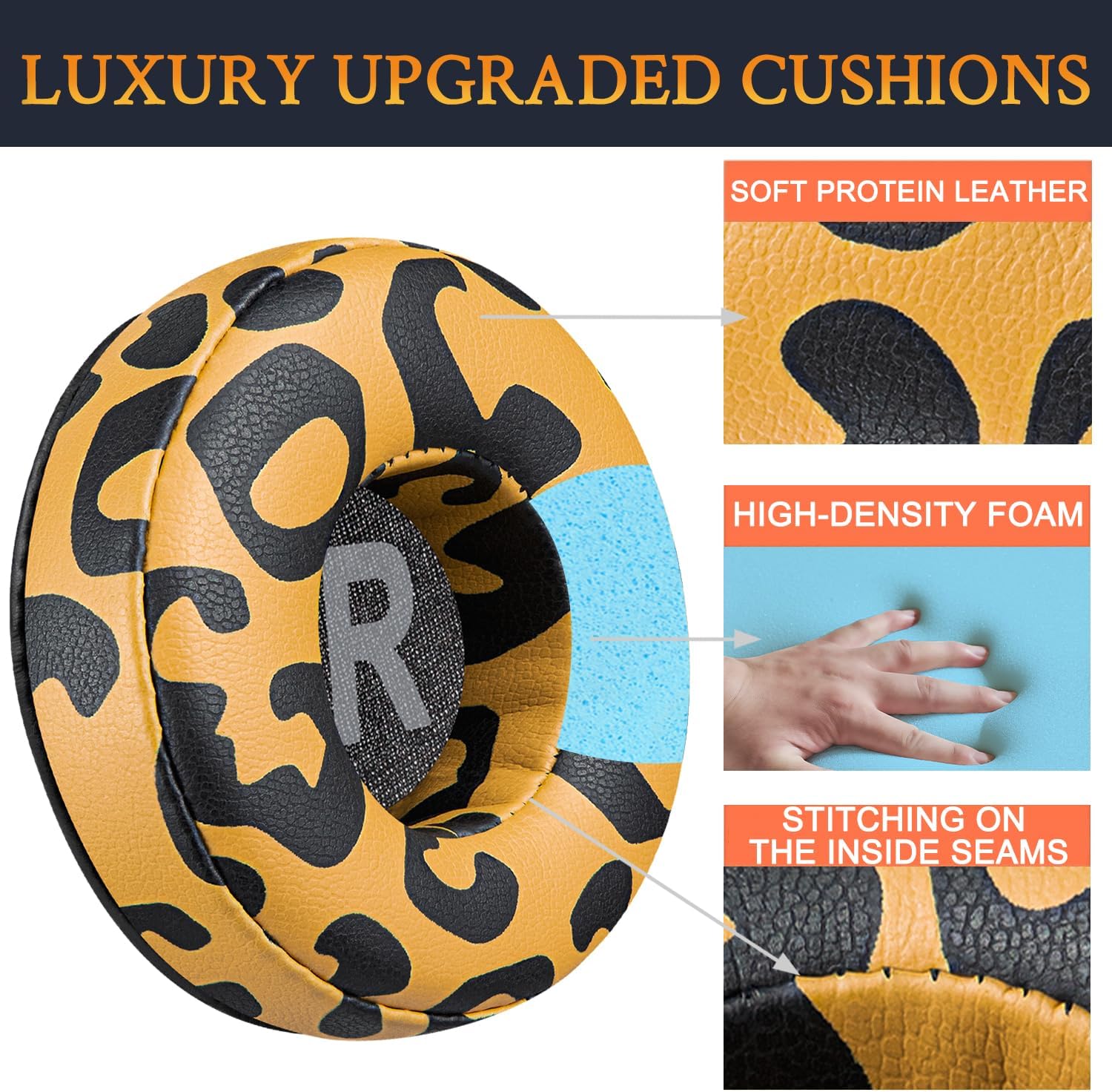 SOULWIT Earpads for JBL Tune 450BT/460BT/500BT/510BT/520BT/525BT/570BT, JR300BT, JR310BT, Junior 320BT, E40BT - Protein Leather