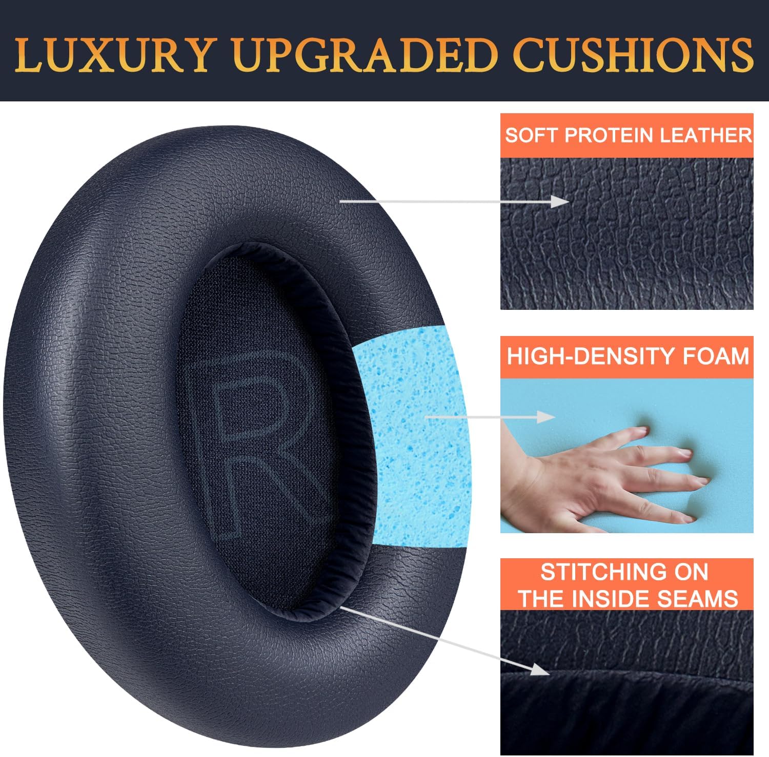 SOULWIT Earpads for Anker Soundcore Life 2 / Life Q20 / Life Q20+ / Q20i - Protein Leather