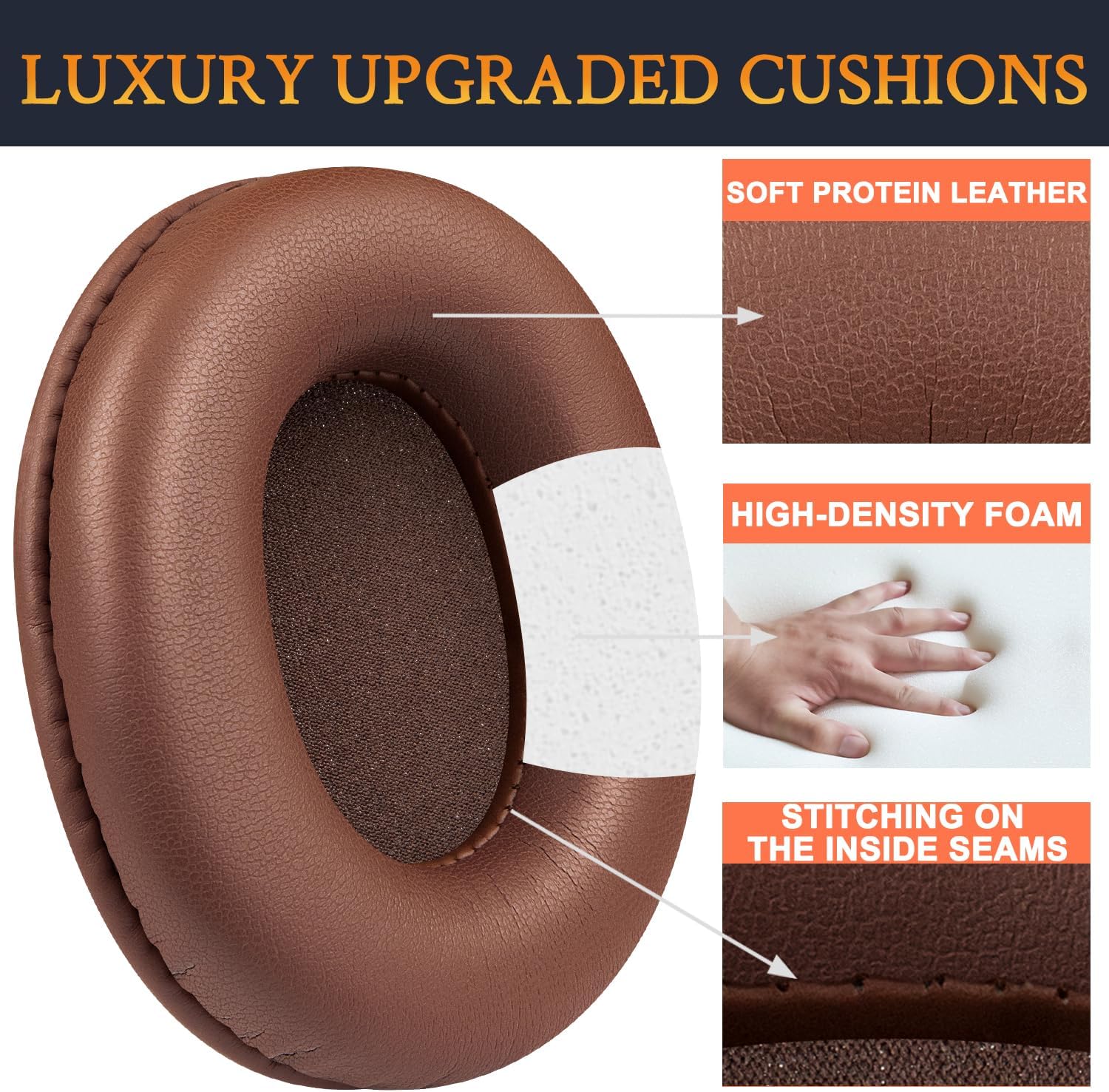 SOULWIT Earpads for Sony MDR-7506, MDR-V6, MDR-V7, MDR-CD900ST - Protein Leather