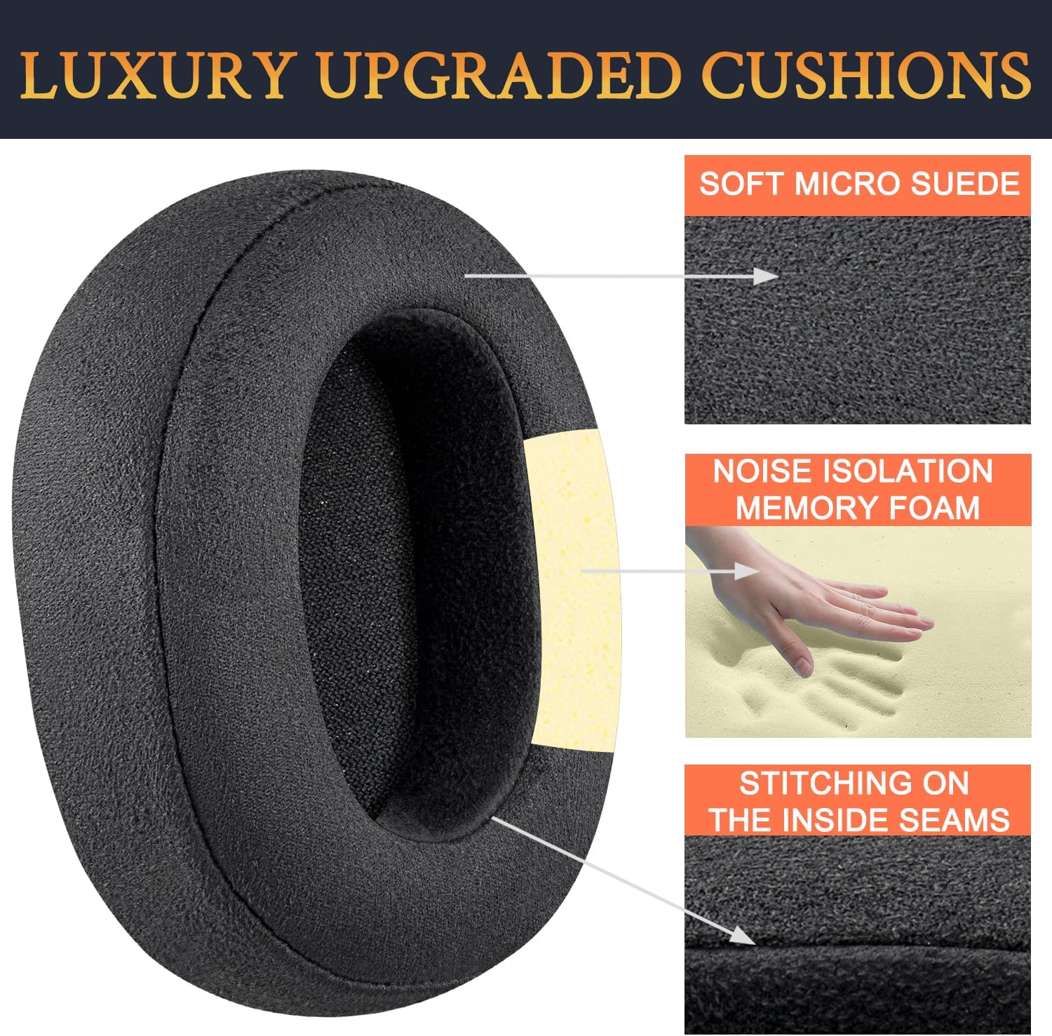 SOULWIT Earpads for Skullcandy Hesh 3/ANC/Evo & Crusher Wireless/ANC/Evo & Venue ANC - Micro Suede